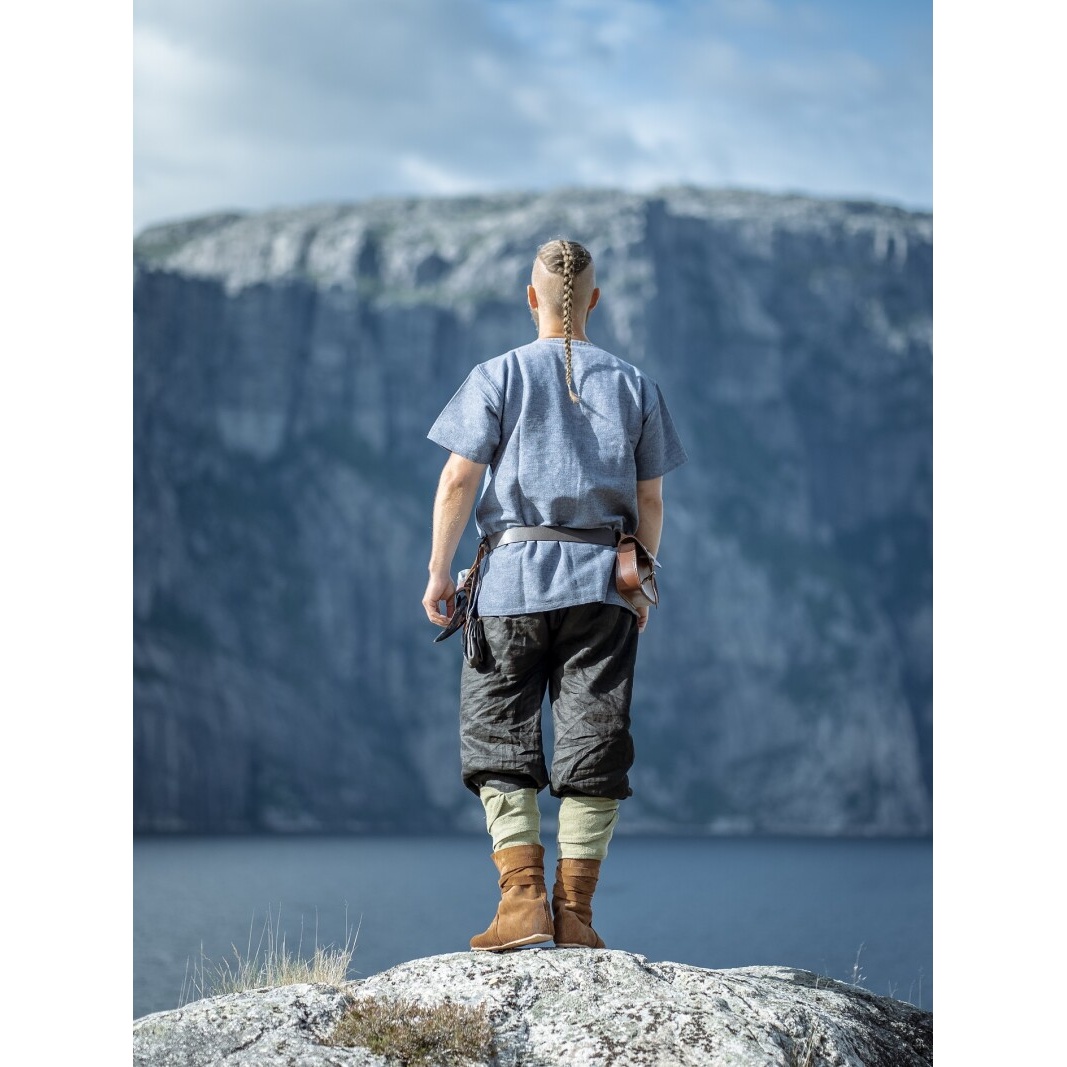 Medieval Viking Tunic Edmund Short Sleeve Blue-Grey