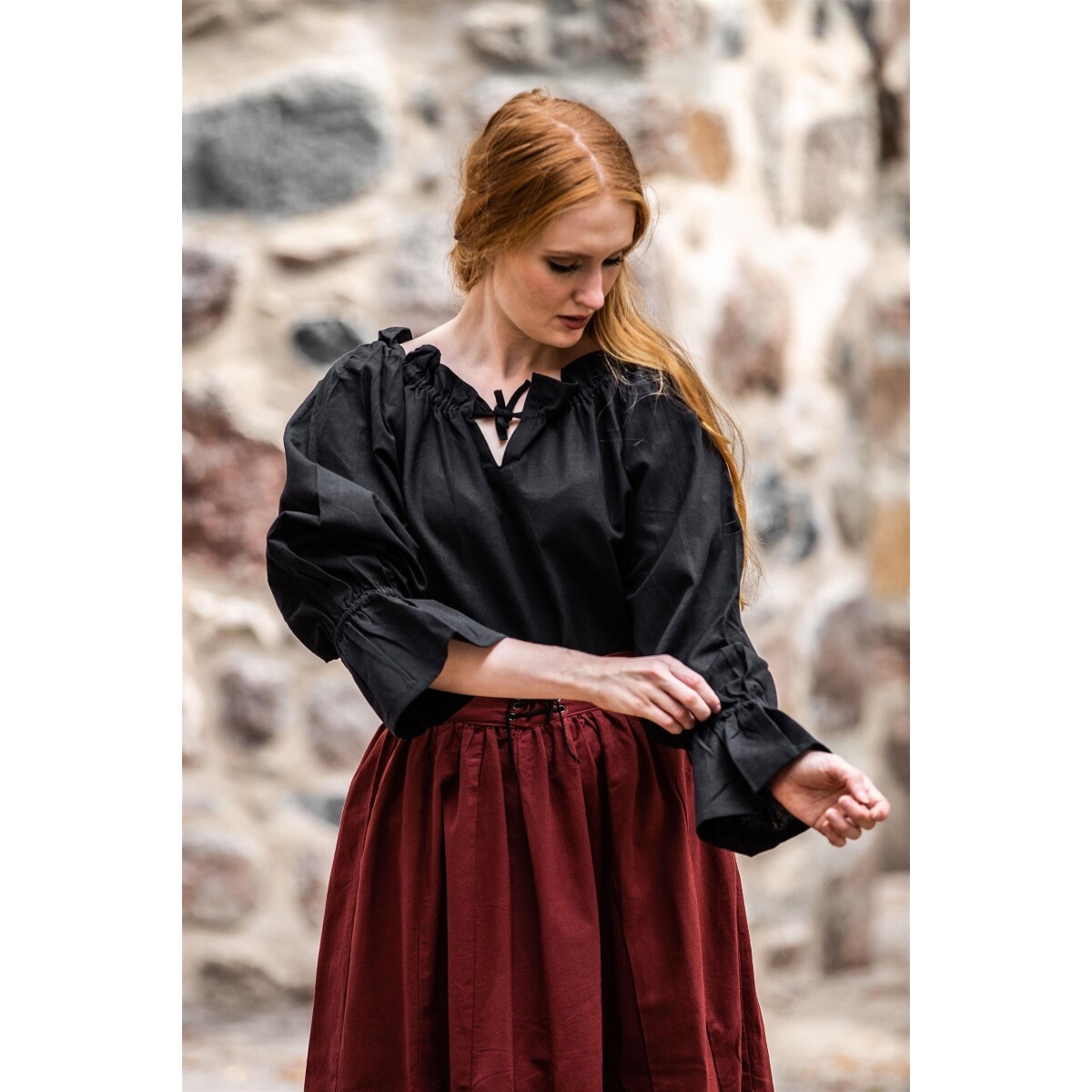 Middeleeuwse blouse Morgan zwart