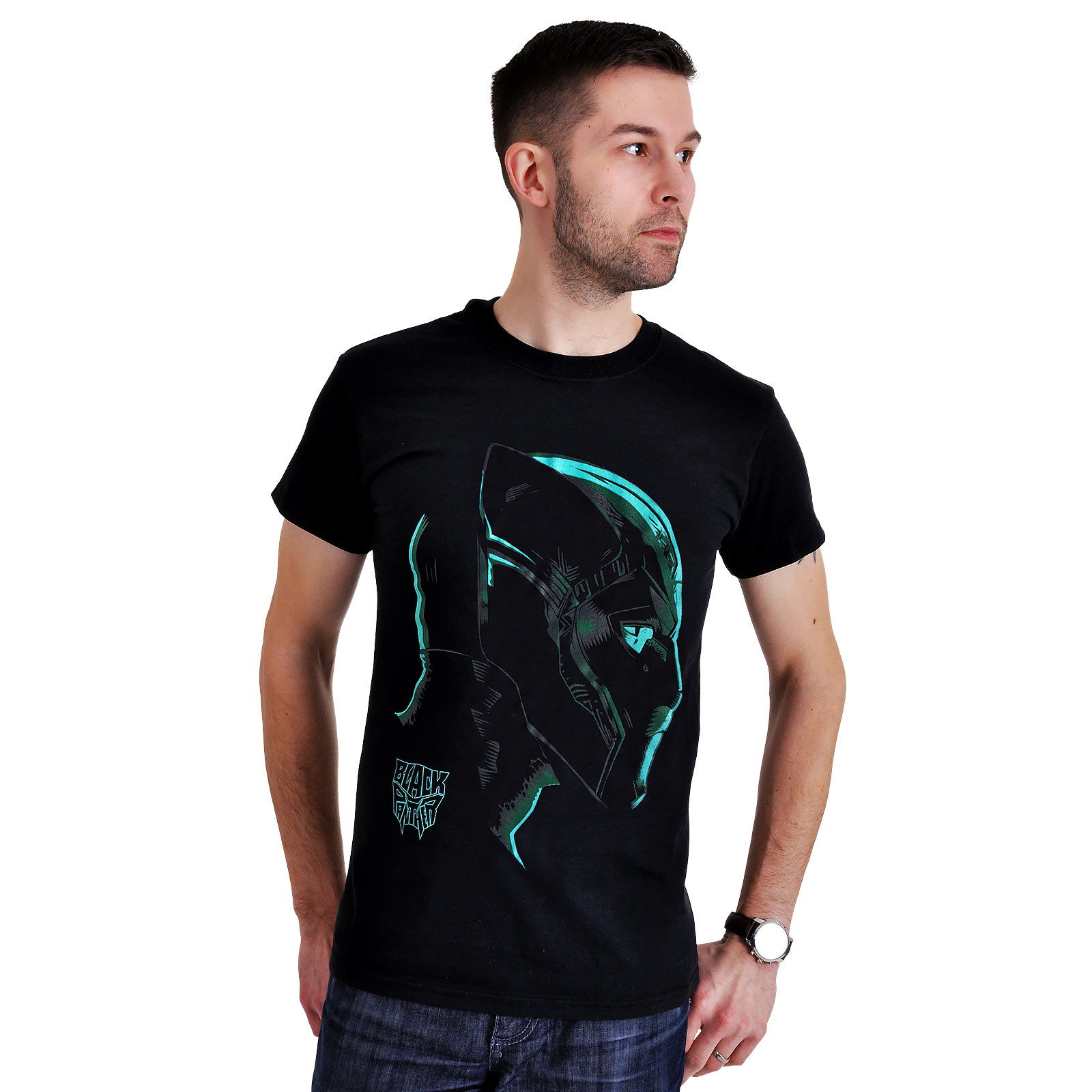 Black Panther - Neon Face T-Shirt Black