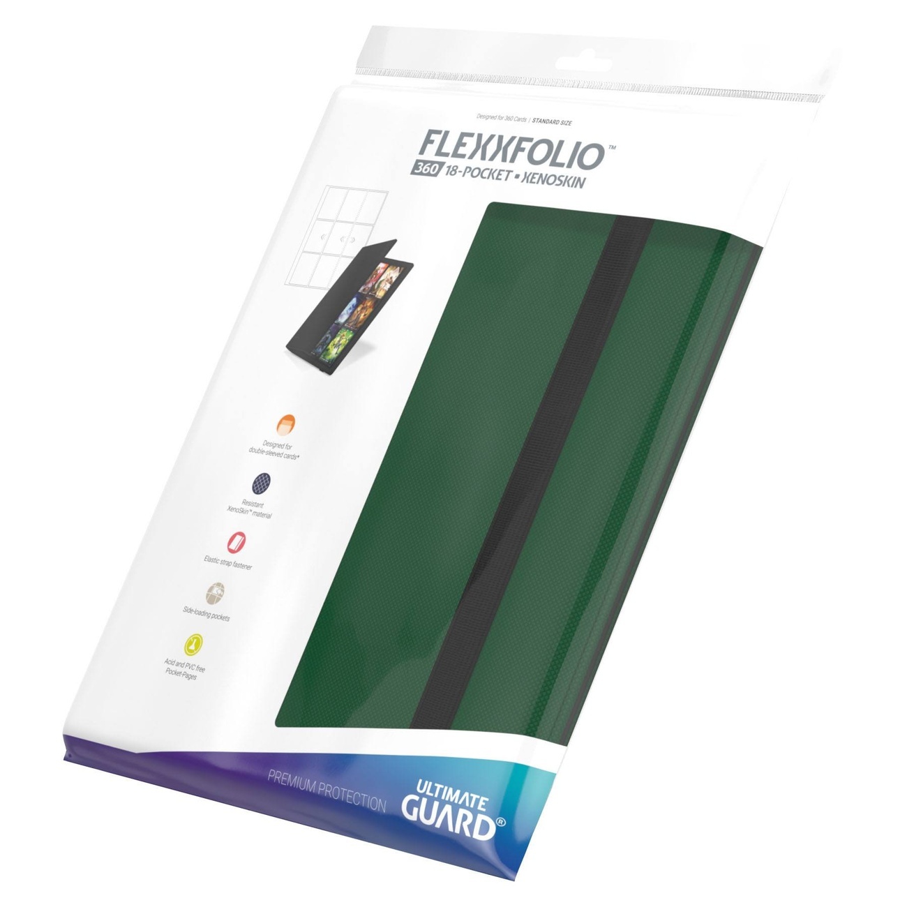 Ultimate Guard Flexxfolio 360 med 18 fickor Xenoskin - Grön