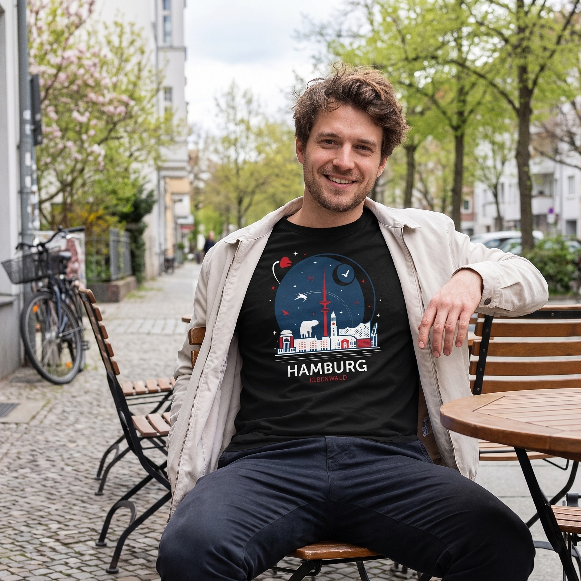 T-shirt Elbenwald à Hambourg Skyline noir