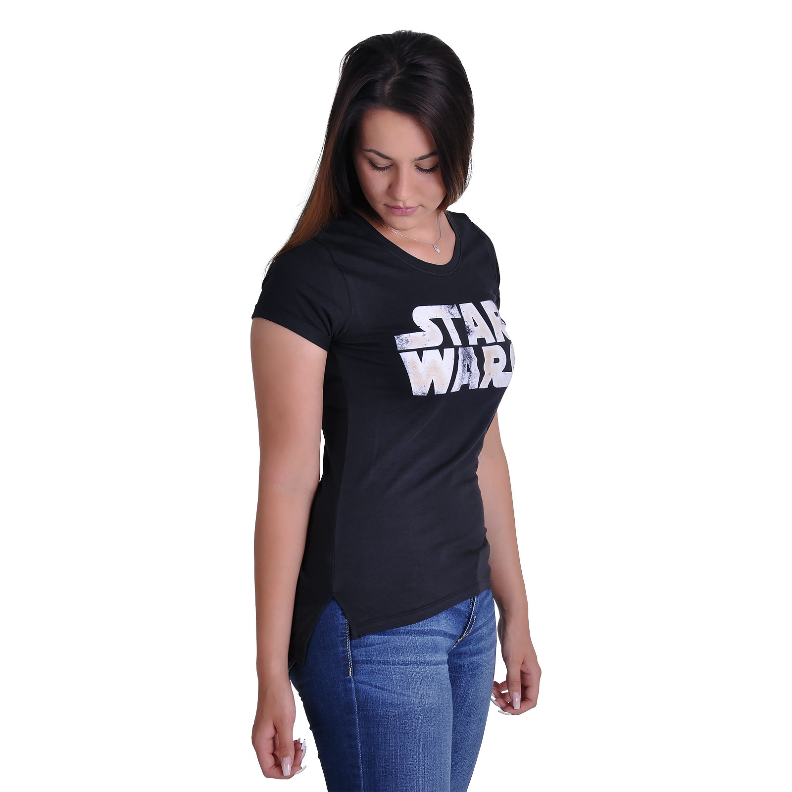 Star Wars - T-shirt pour fille avec logo vieilli noir