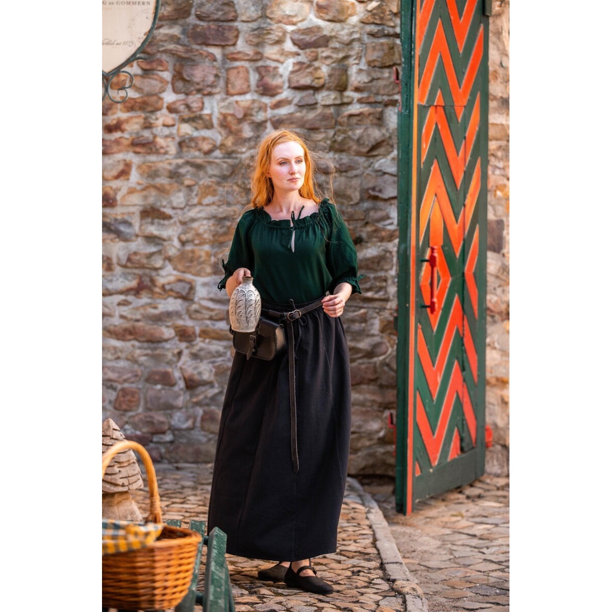 Medieval Short-Sleeve Blouse Vera green