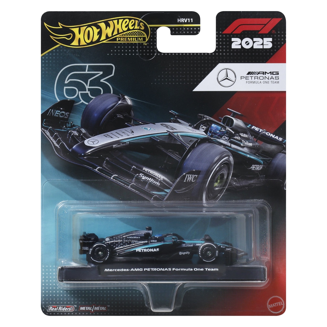 Formule 1 Hot Wheels véhicule Premium moulé sous pression 1:64 Équipe Mercedes Benz : Pilote 1