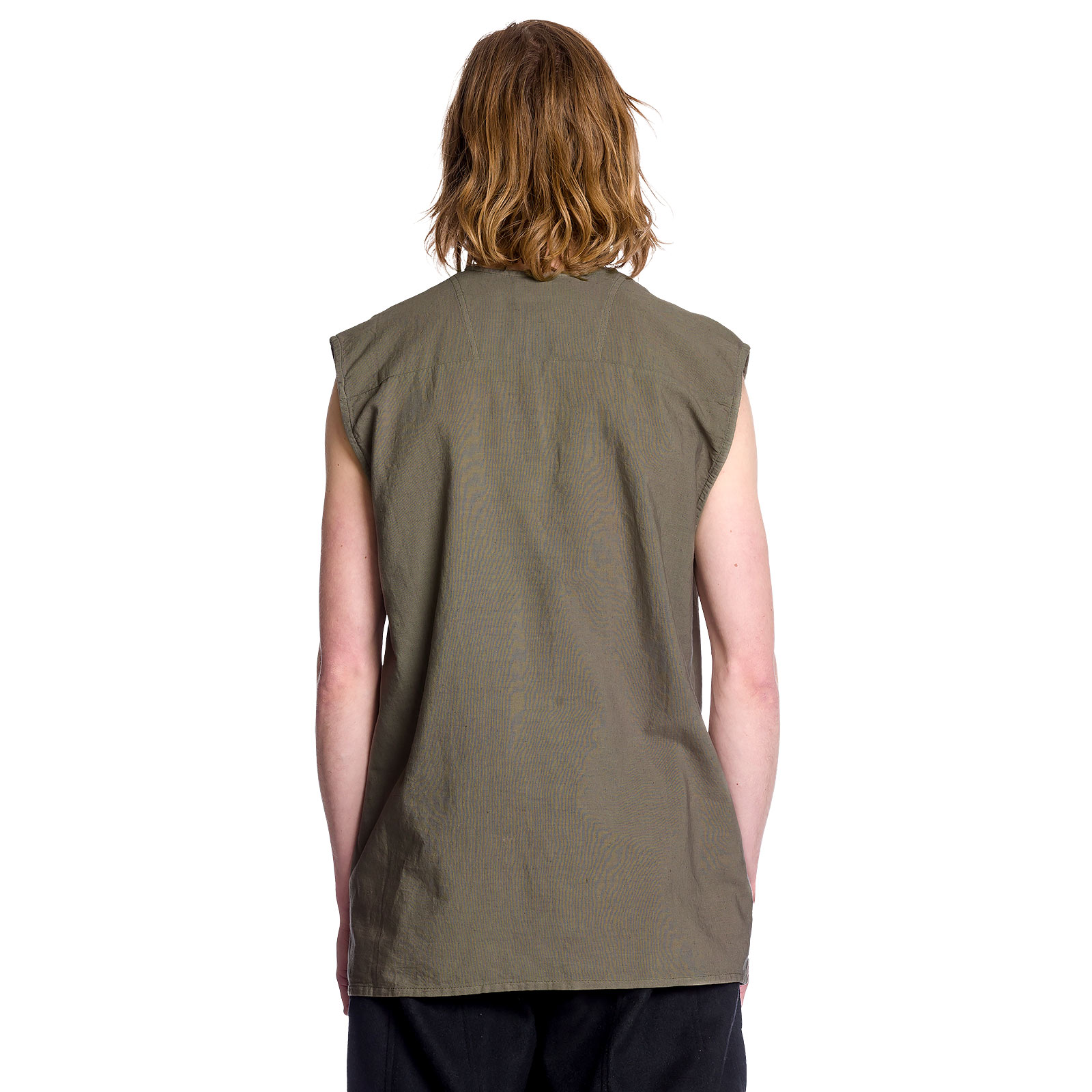 Medieval lace-up shirt sleeveless olive