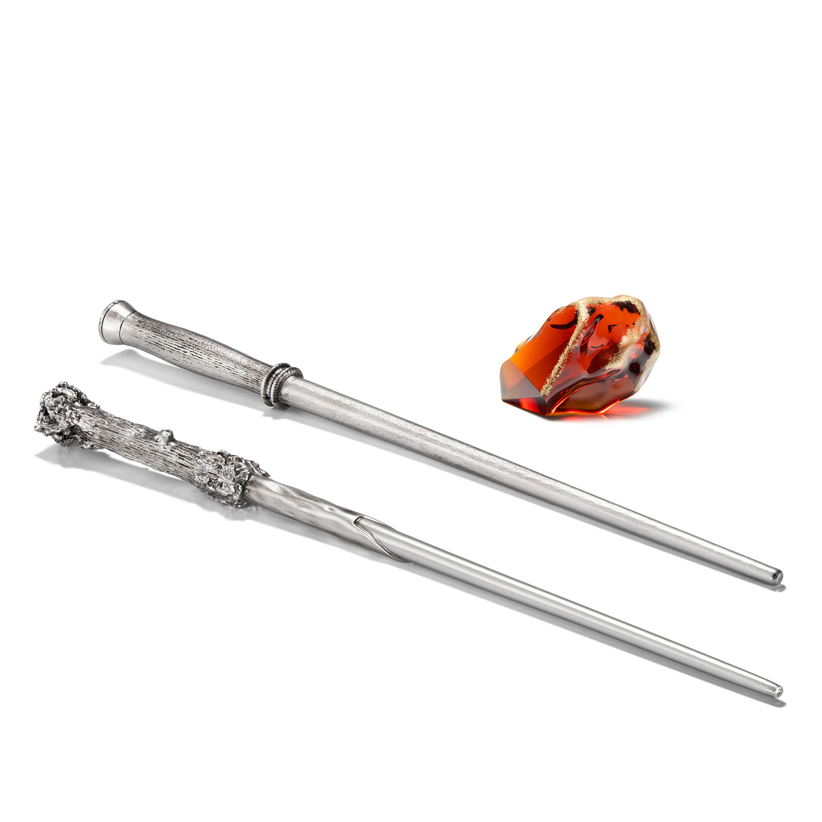 Harry Potter - Ensemble de 2 baguettes magiques et réplique de la Pierre philosophale Coffret cadeau 25e anniversaire