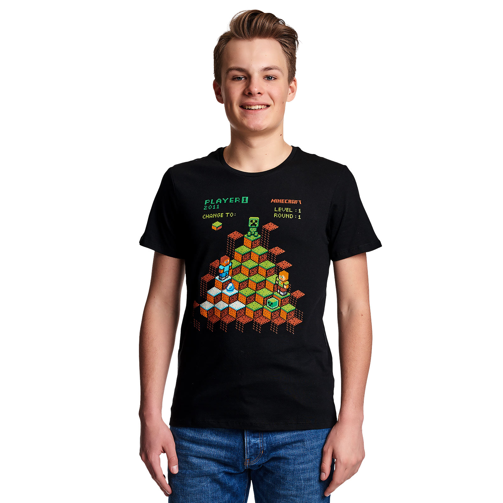 Minecraft - Miner Mountain Retro T-Shirt Black