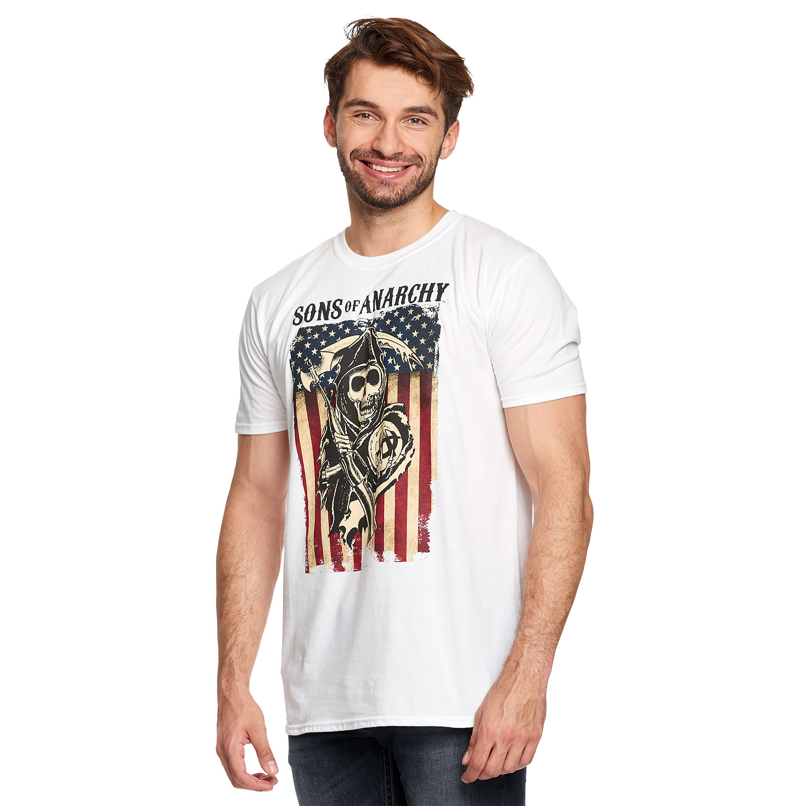 Sons of Anarchy - Reaper Flag T-Shirt weiß