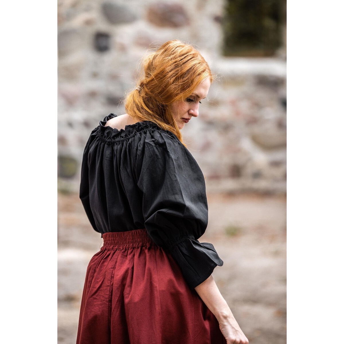 Middeleeuwse blouse Morgan zwart