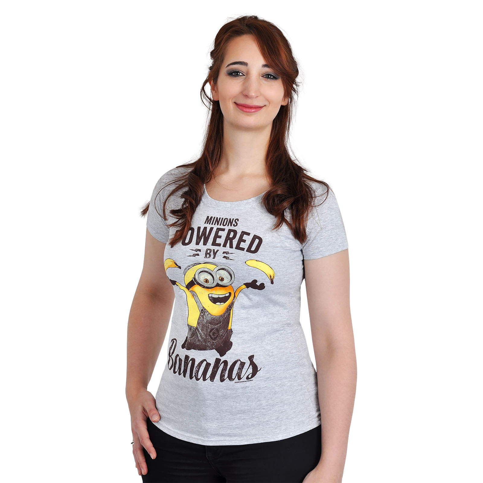 Minions - T-shirt pour filles 'Powered By Bananas' gris