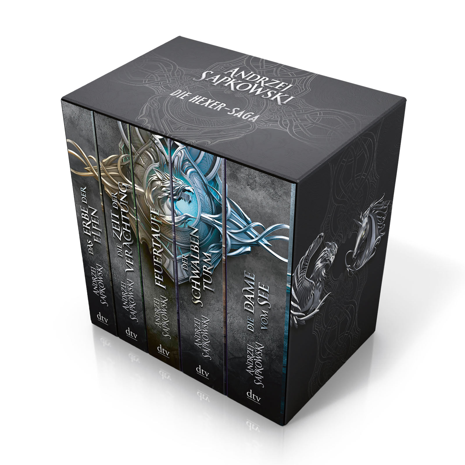 De 5 delen van de Witcher Saga in een box