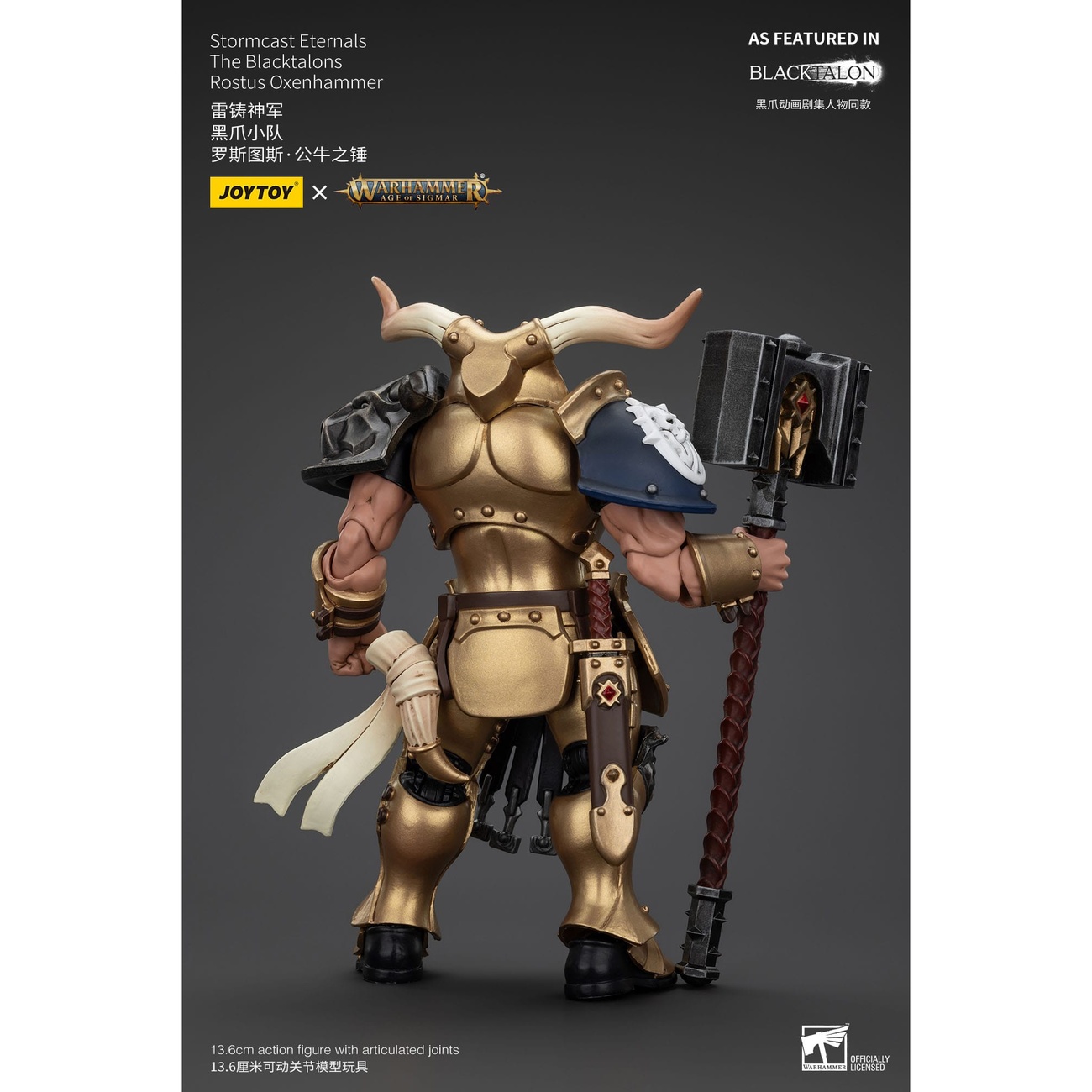 Warhammer Age of Sigmar Figurine articulée Stormcast Eternals The Blacktalons Rostus Oxen Hammer 20 cm