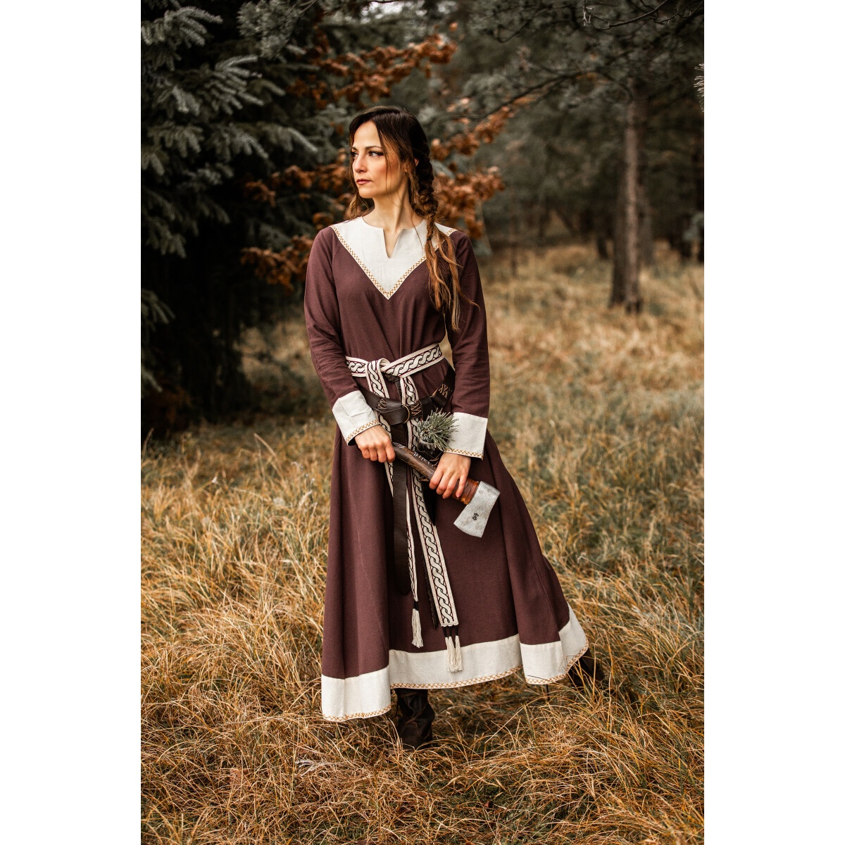 Medieval Dress Jorunn brown-beige