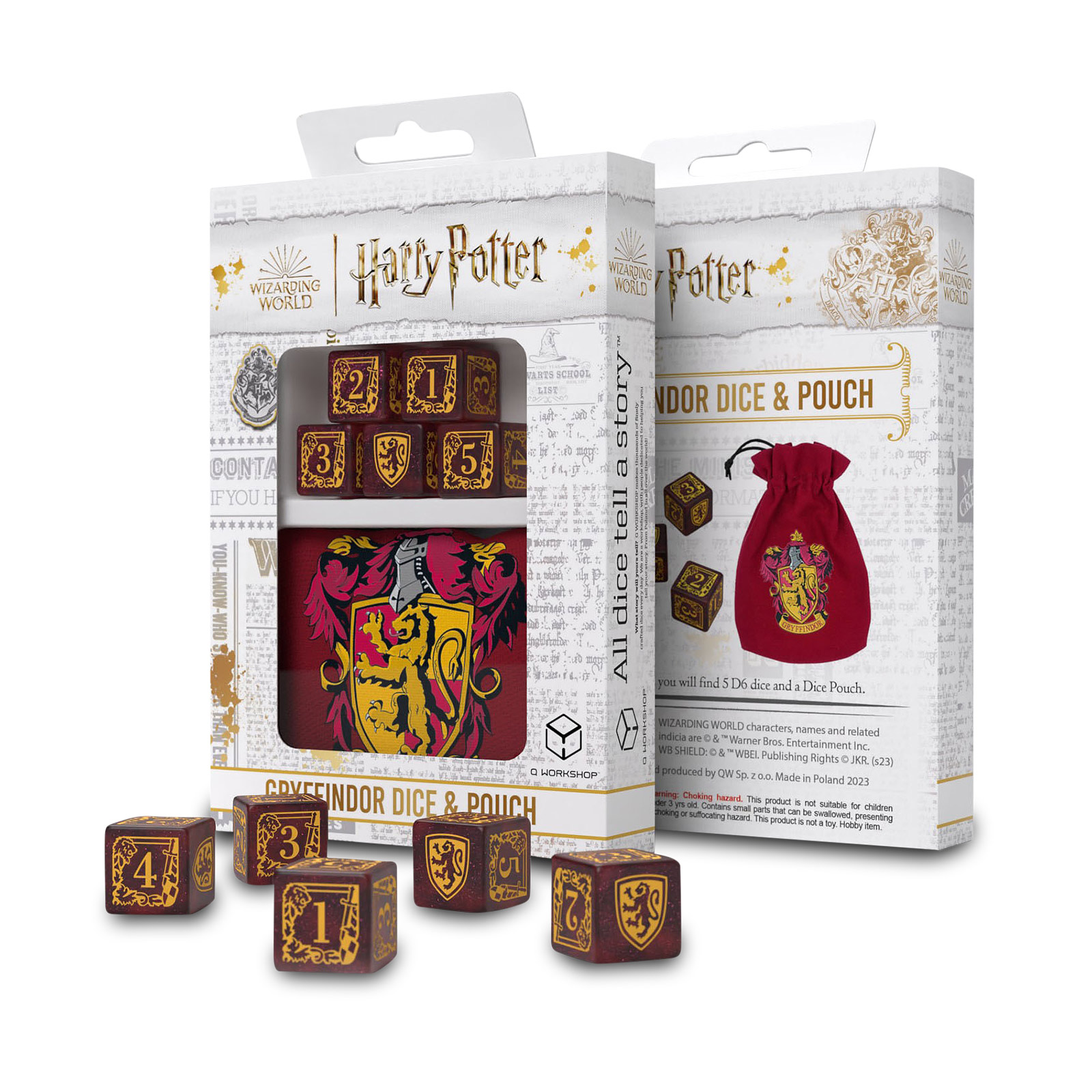 Harry Potter - Gryffindor RPG Dice Set 5pcs with Dice Bag Red