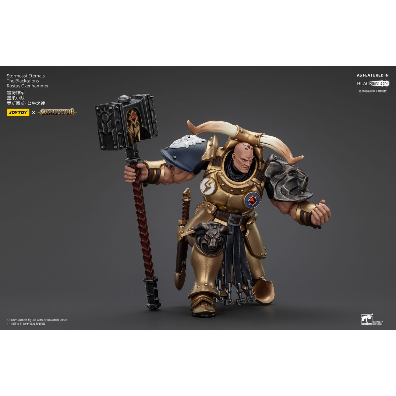 Warhammer Age of Sigmar Figurine articulée Stormcast Eternals The Blacktalons Rostus Oxen Hammer 20 cm