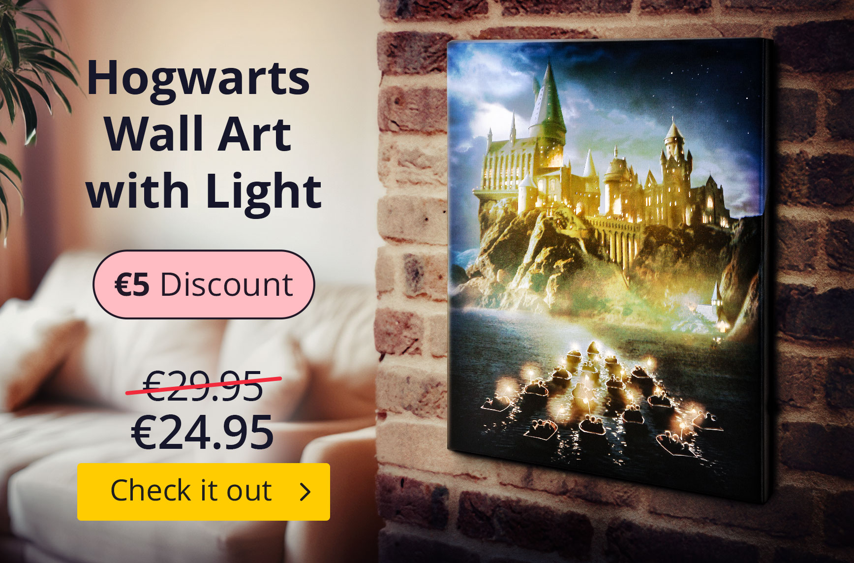 Harry Potter - Hogwarts Wall Art with Light - €24,95 instead of €29,95 - €5 Discount