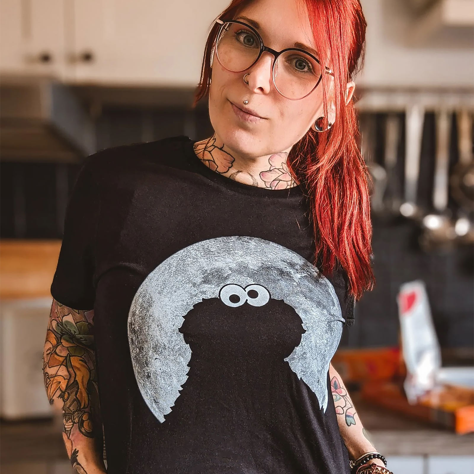 Sesame Street - T-shirt noir Cookie Monster Moonnight