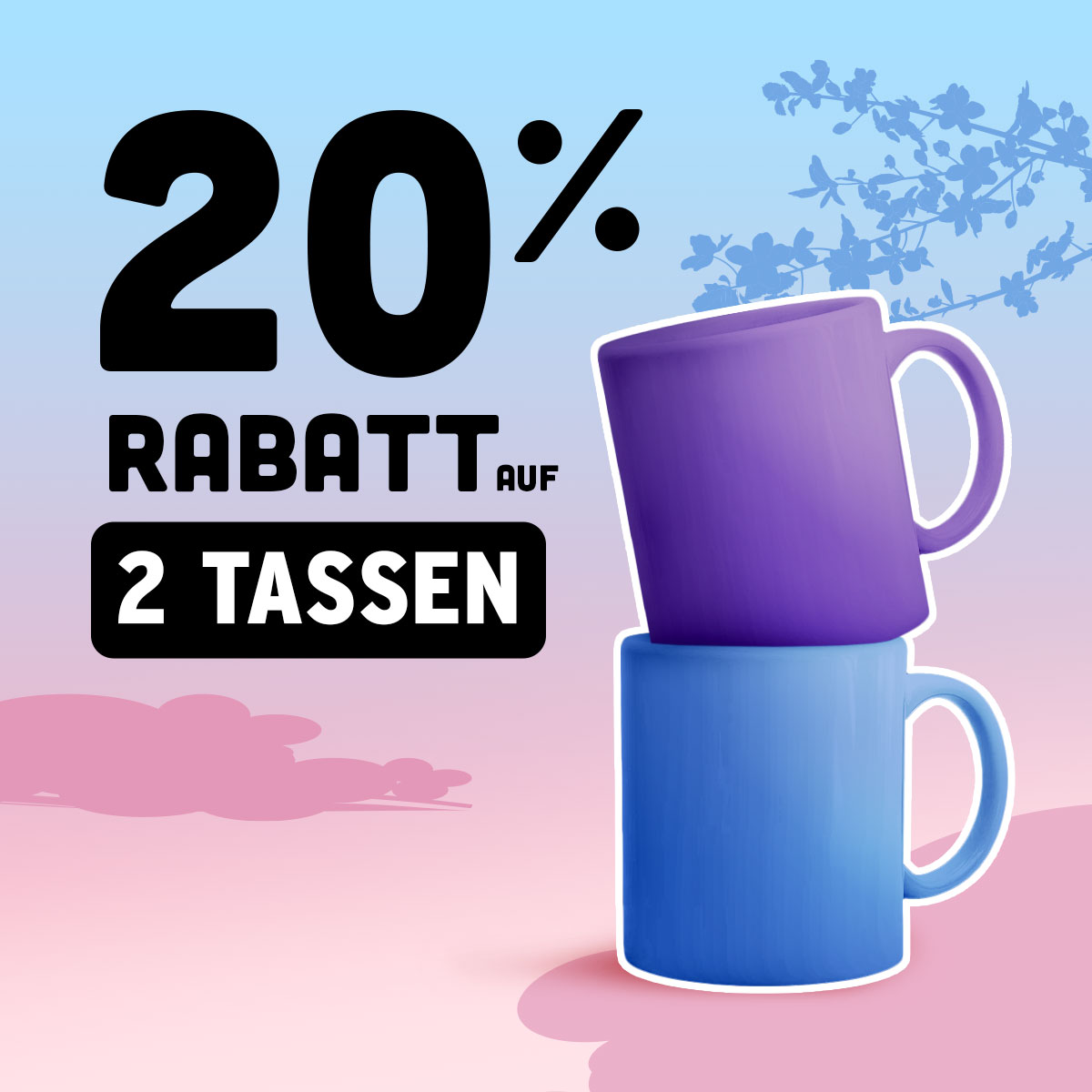 20% Rabatt beim Kauf von zwei Tassen