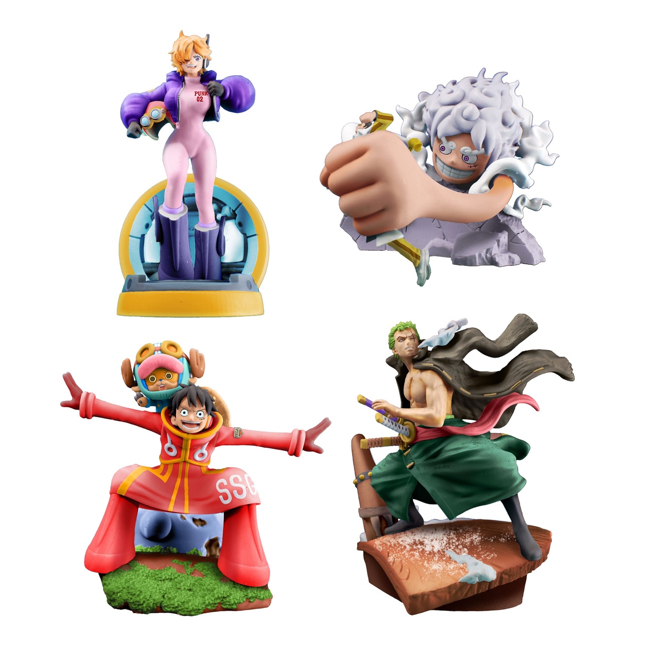 One Piece Petitrama Mini figura PVC Logbox Re Birth Egghead Set 9 cm