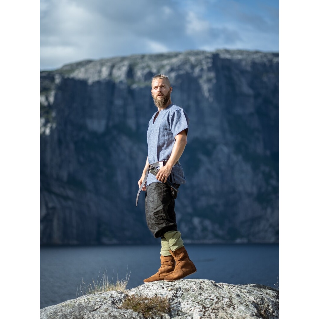 Medieval Viking Tunic Edmund Short Sleeve Blue-Grey