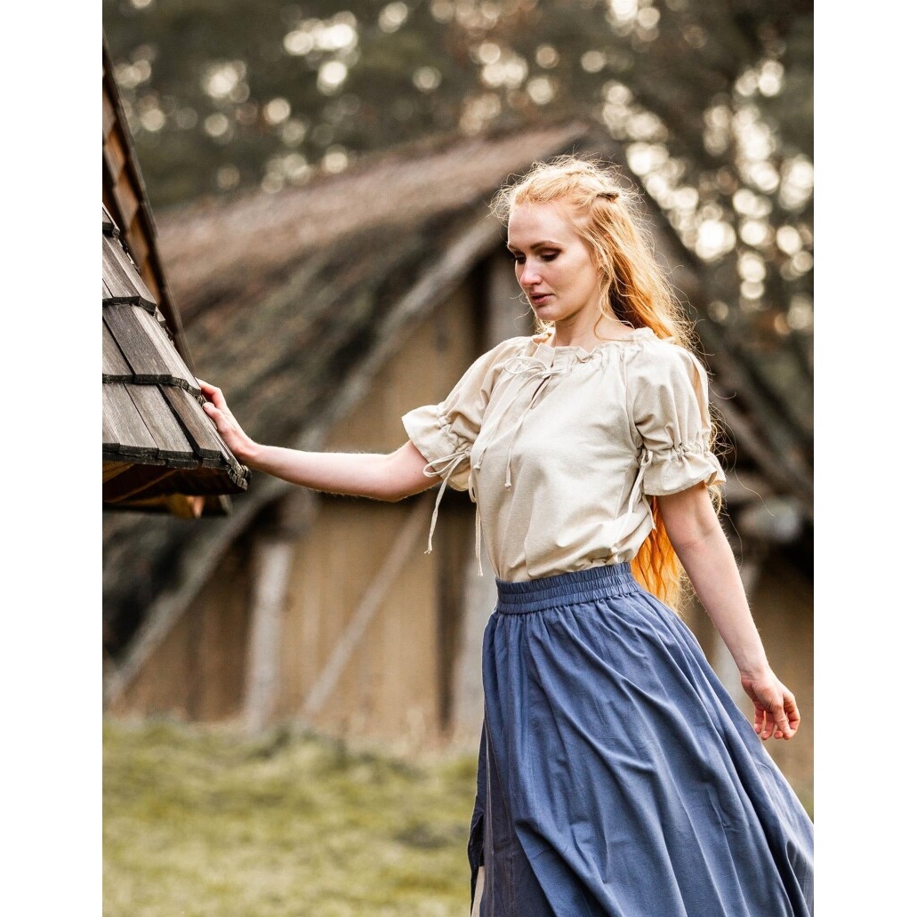 Medeltida kortärmad blus Verena beige