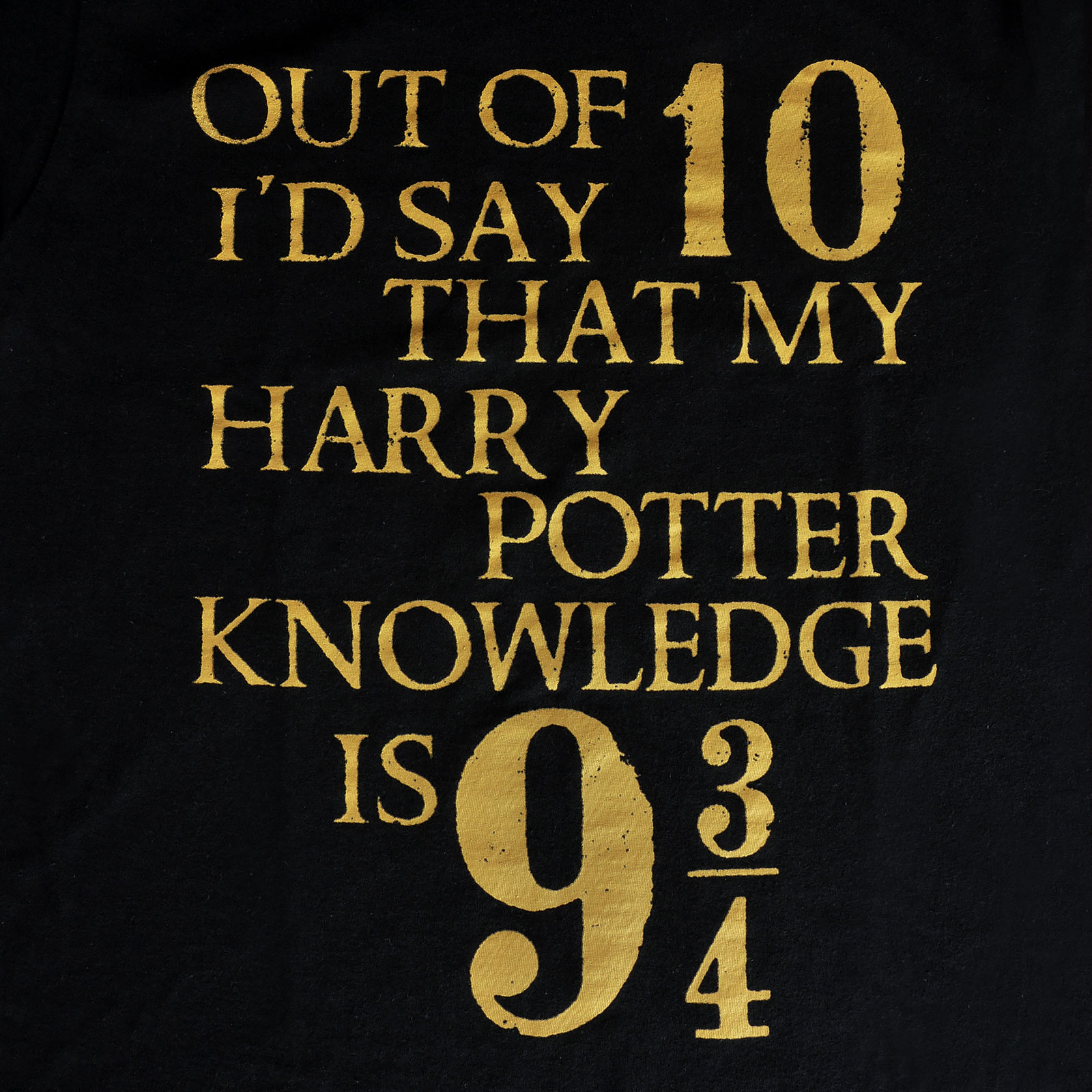 Harry Potter - Knowledge 9 3/4 Out of 10 T-Shirt Black