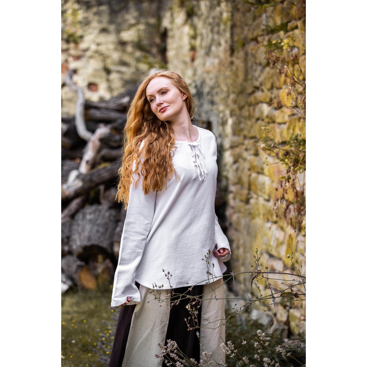 Blusa medieval Tilda blanca
