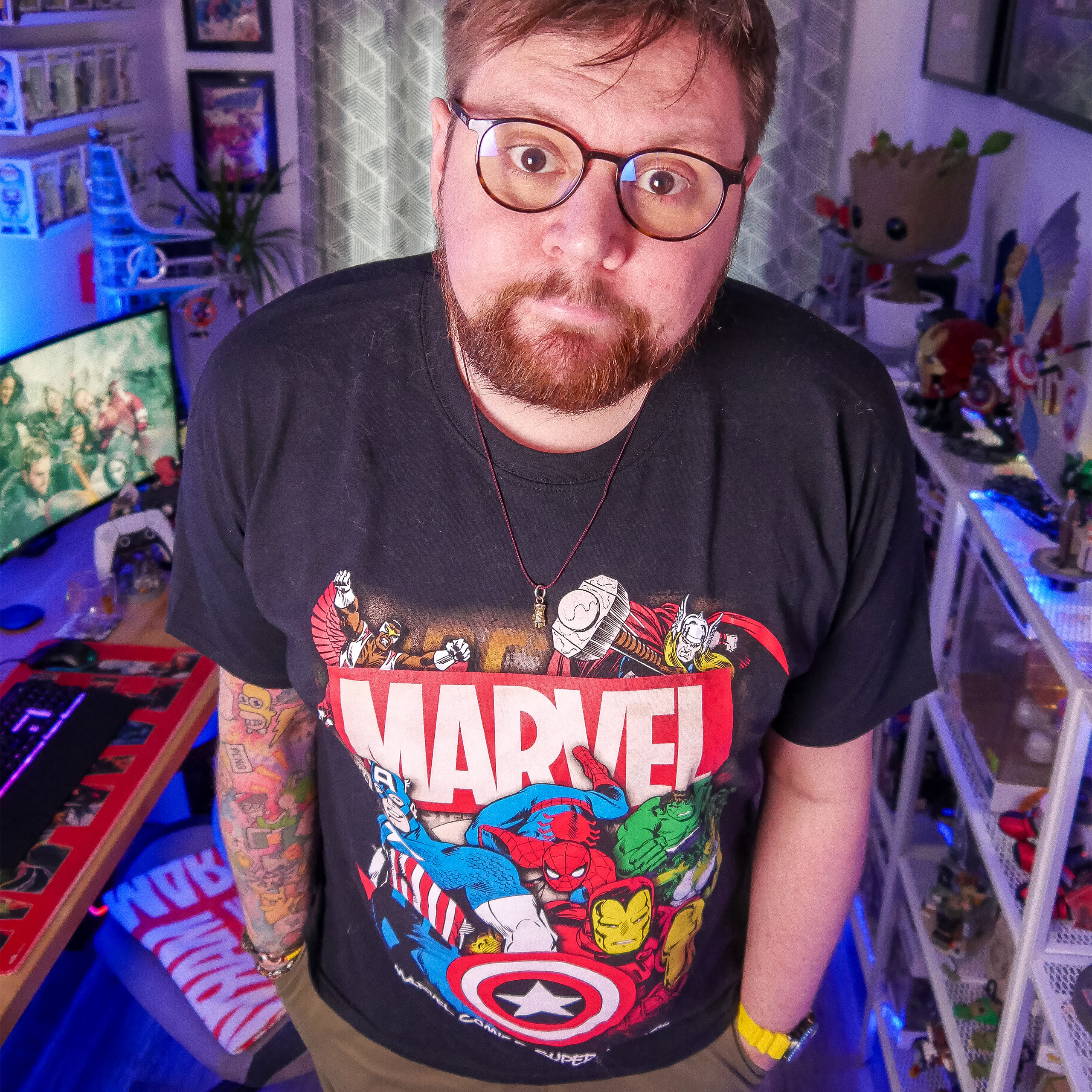 T-shirt noir des super-héros de Marvel Comics