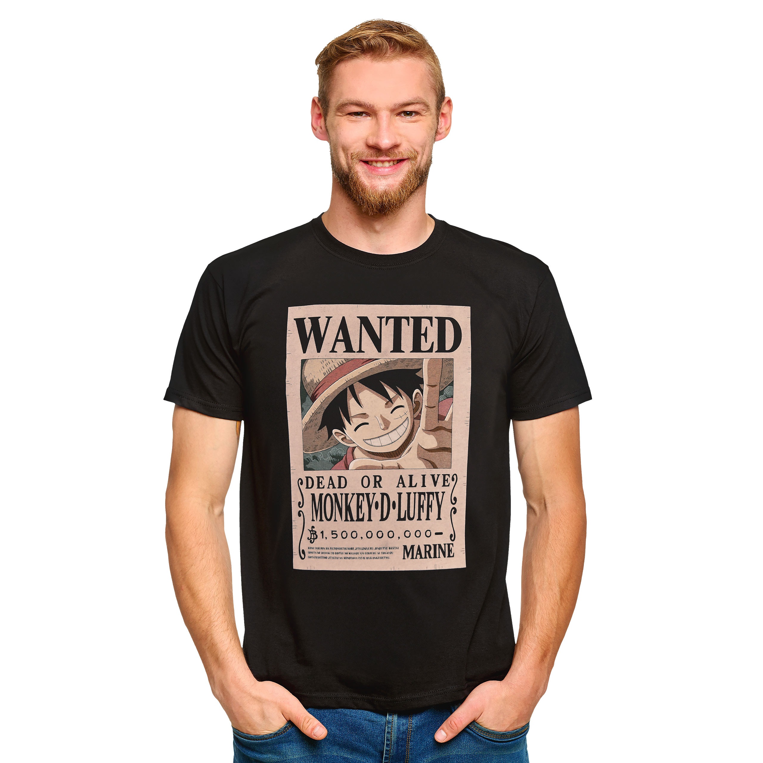 One Piece - Koszulka Luffy Wanted czarna