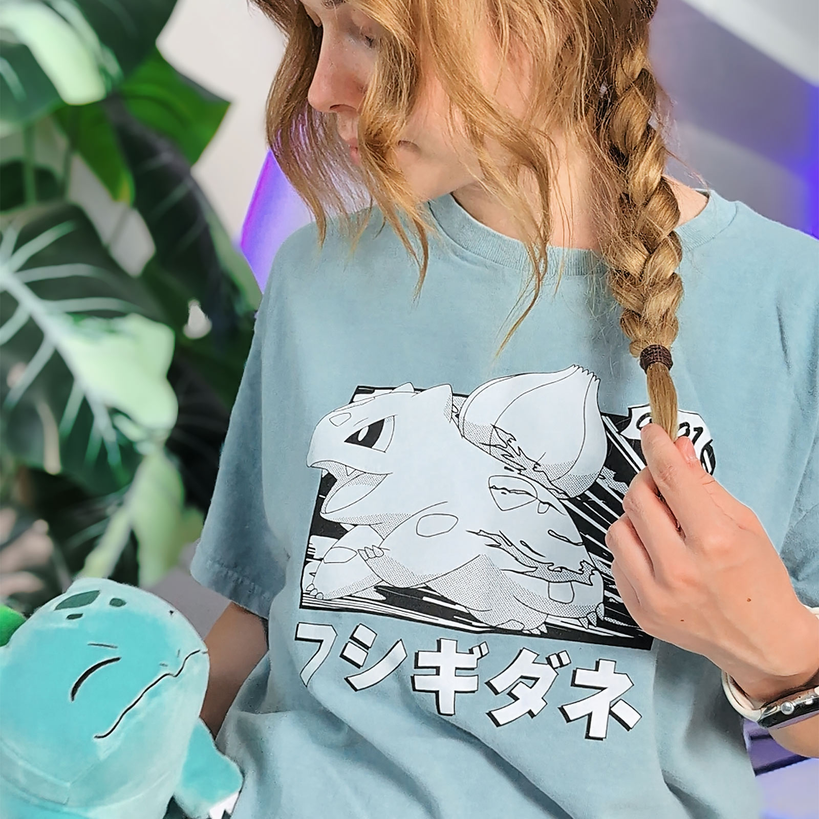 Pokémon - Camiseta vintage Bulbasaur Katakana