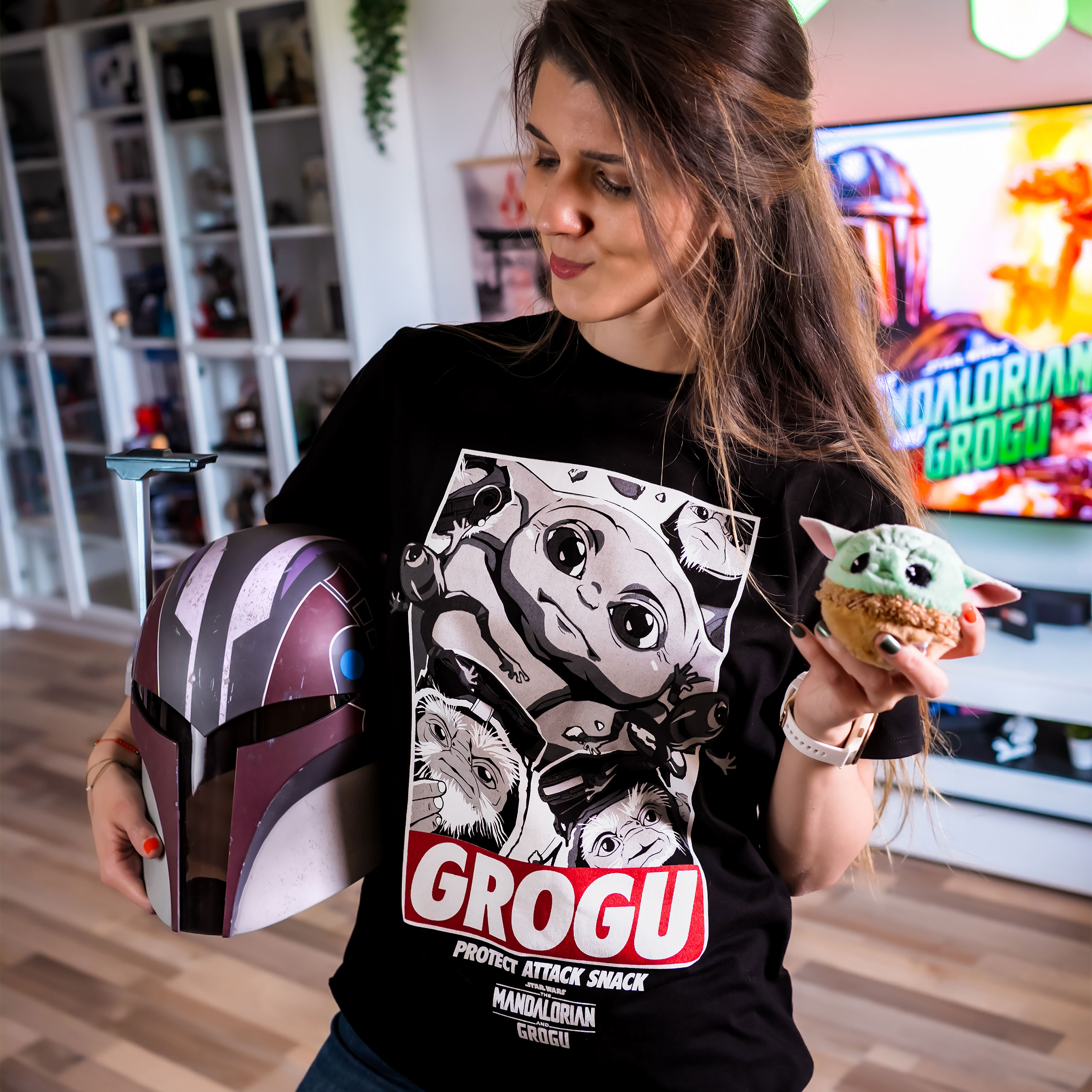 Grogu Protect Attack Snack T-Shirt - Star Wars The Mandalorian