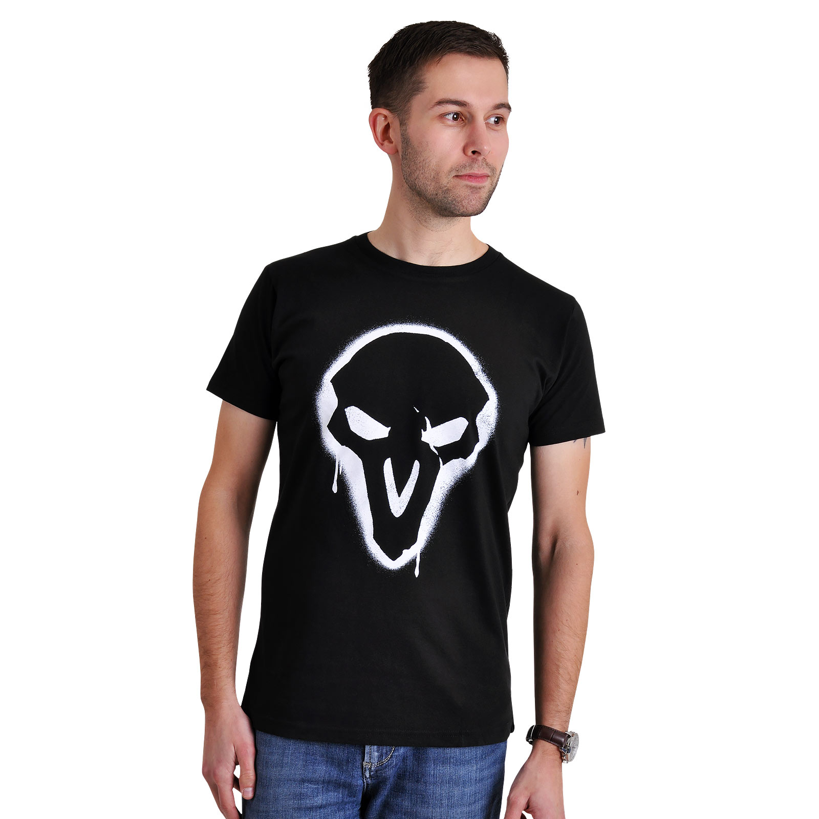 Overwatch - T-shirt noir avec logo Reaper Spray