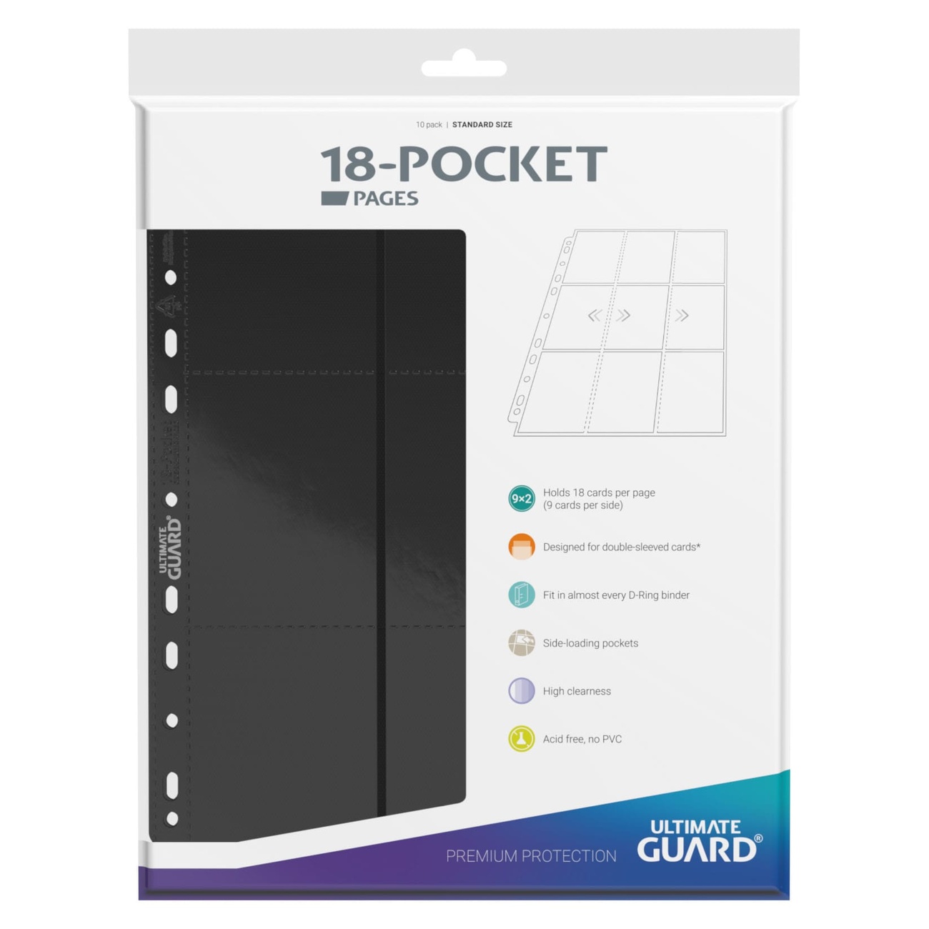 Ultimate Guard Pagine a 18 Tasche con Caricamento Laterale (10) - Nero