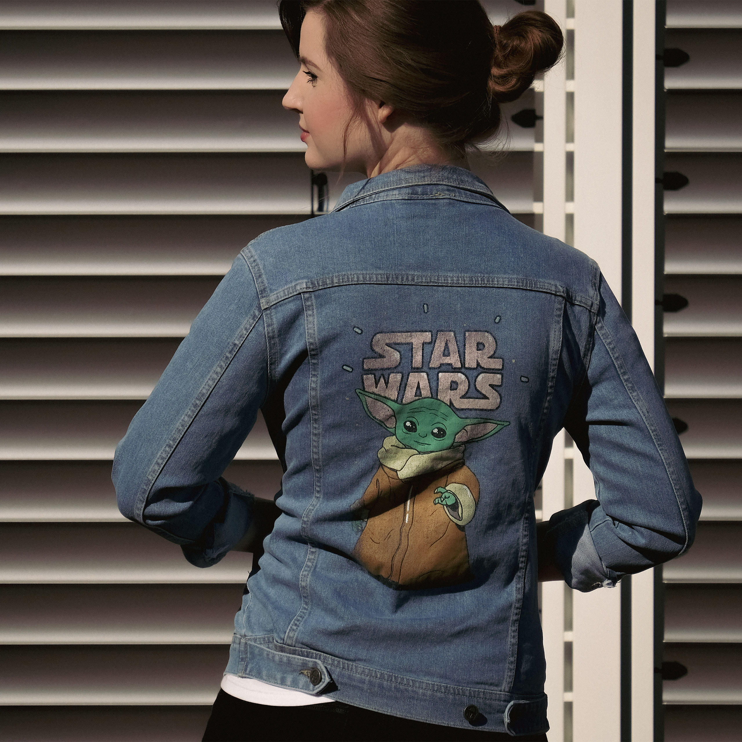 Grogu Women's Denim Jacket Blue - Star Wars The Mandalorian