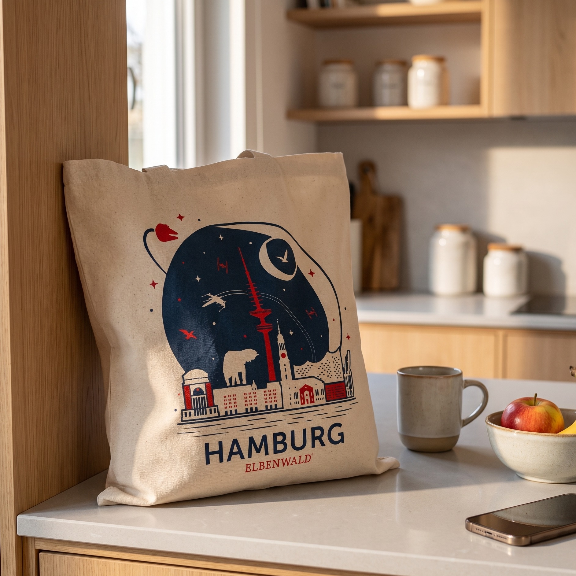 Elbenwald in Hamburg Skyline Jute Bag