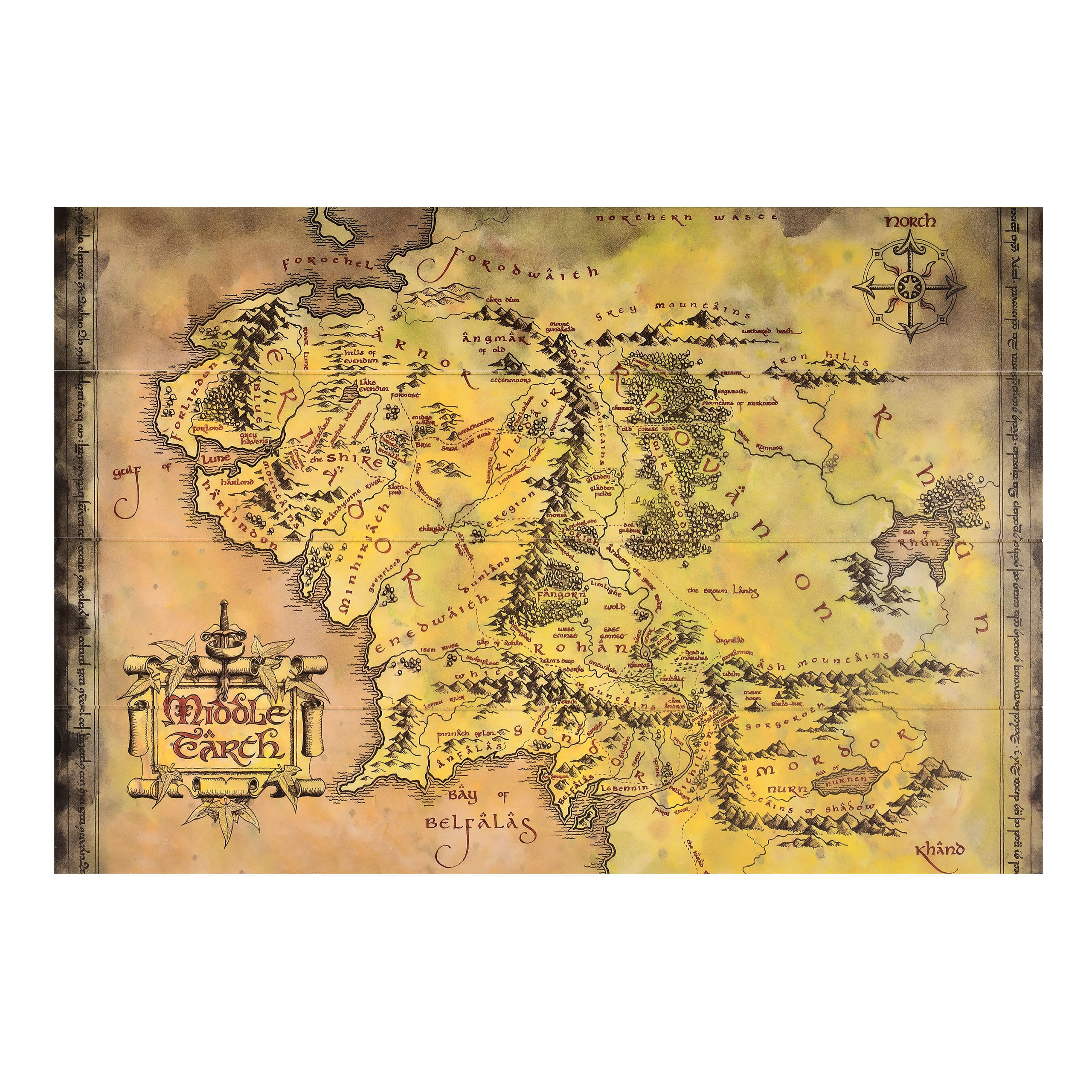 Herr der Ringe - Mittelerde Karte Wandbild Holz
