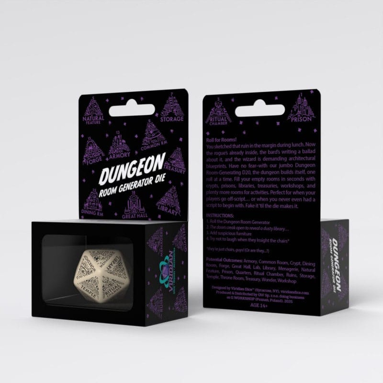 Dado Viridian Jumbo Dado Dungeon Room Generator D20 Beige