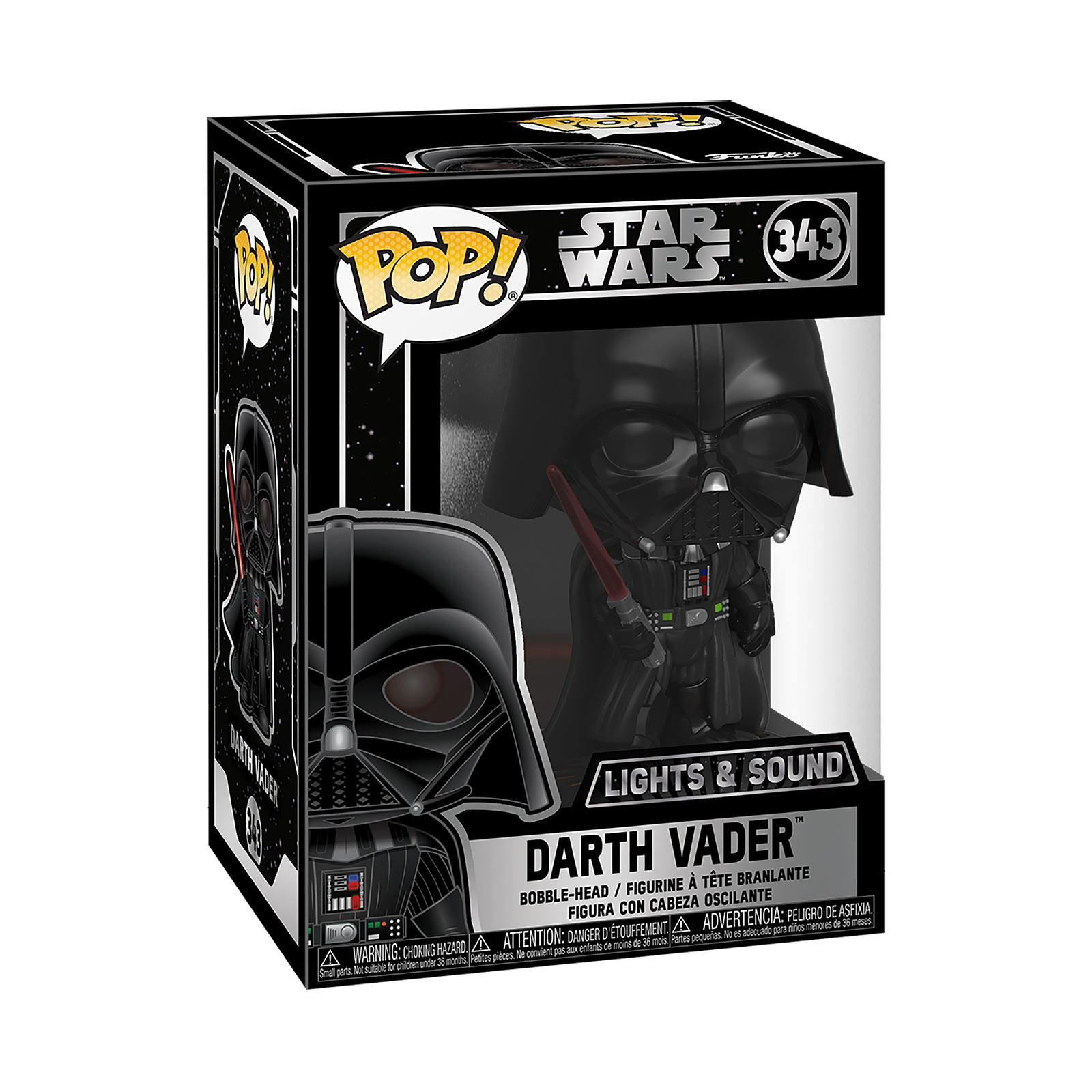 Star Wars - Figurine Funko Pop Darth Vader avec tête oscillante, lumière et son