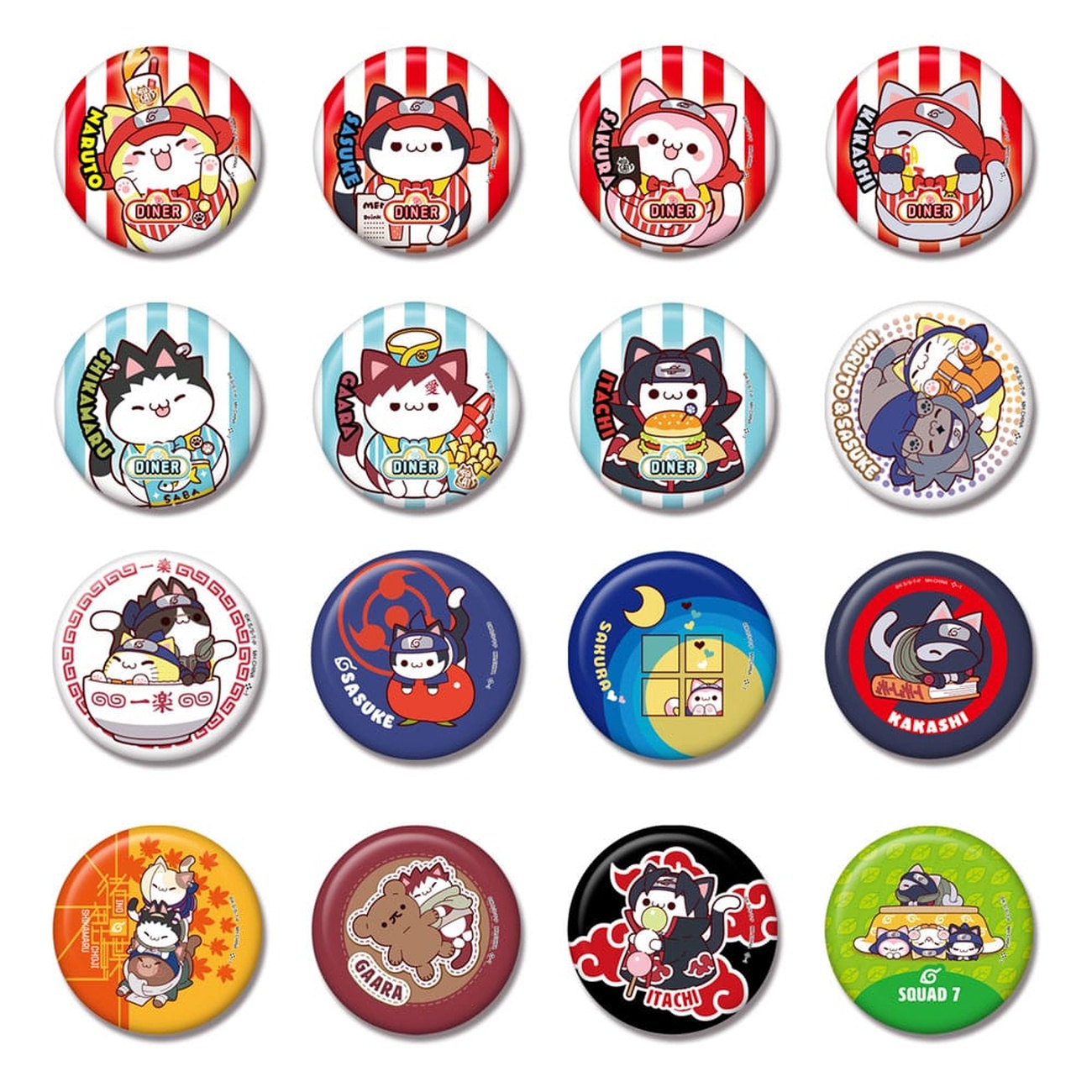 Naruto Mega Cat Project Nyaruto! Badges métalliques 5 cm Assortiment (16)