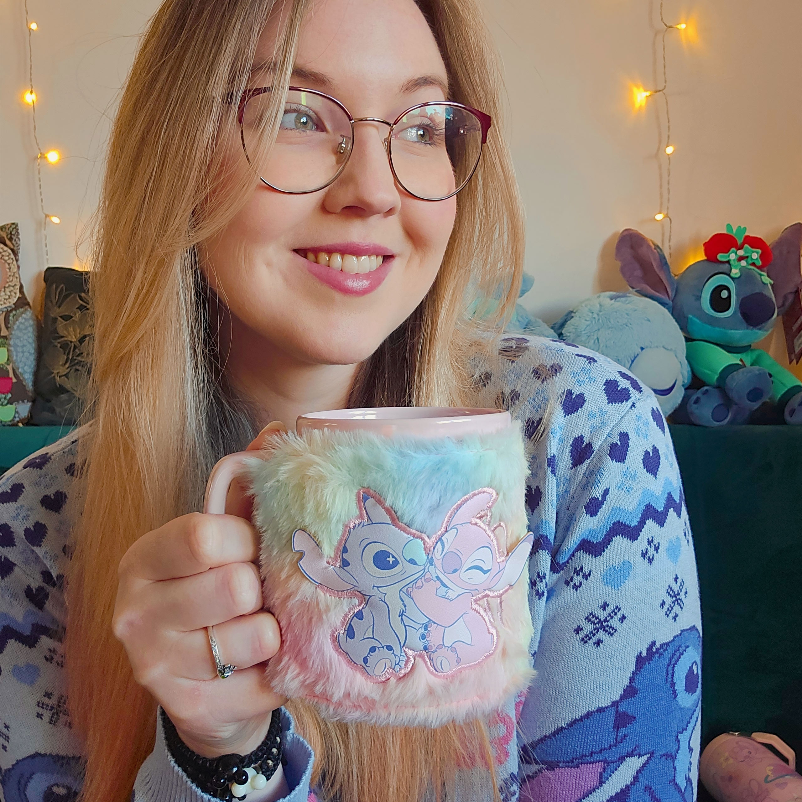 Kubek Stitch i Angel z pluszowym pokrowcem - Lilo & Stitch