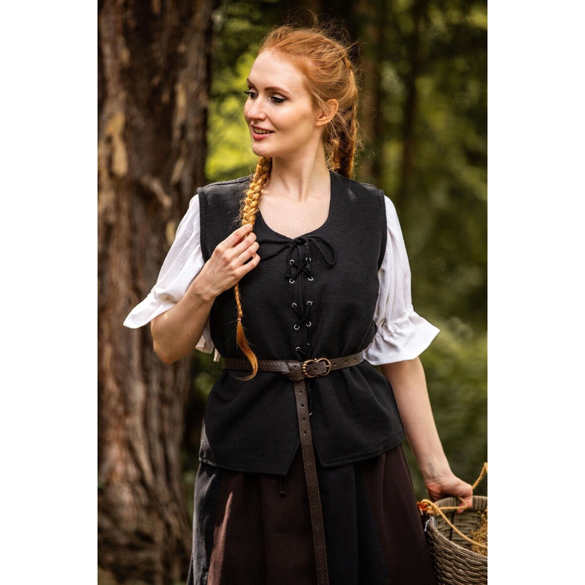 Gilet médiéval en coton Franziska noir
