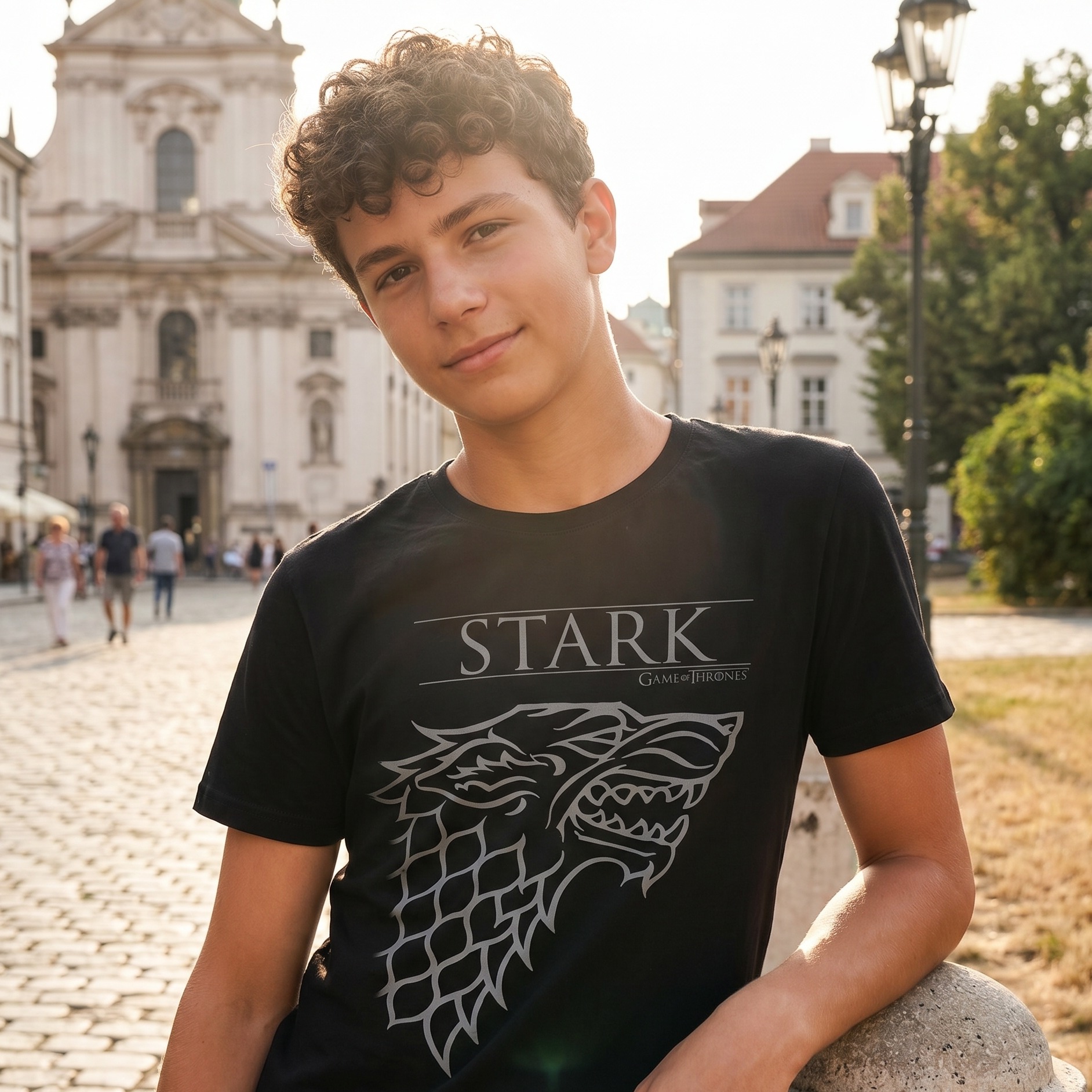 Game of Thrones - T-shirt noir House Stark Loup des Ombres
