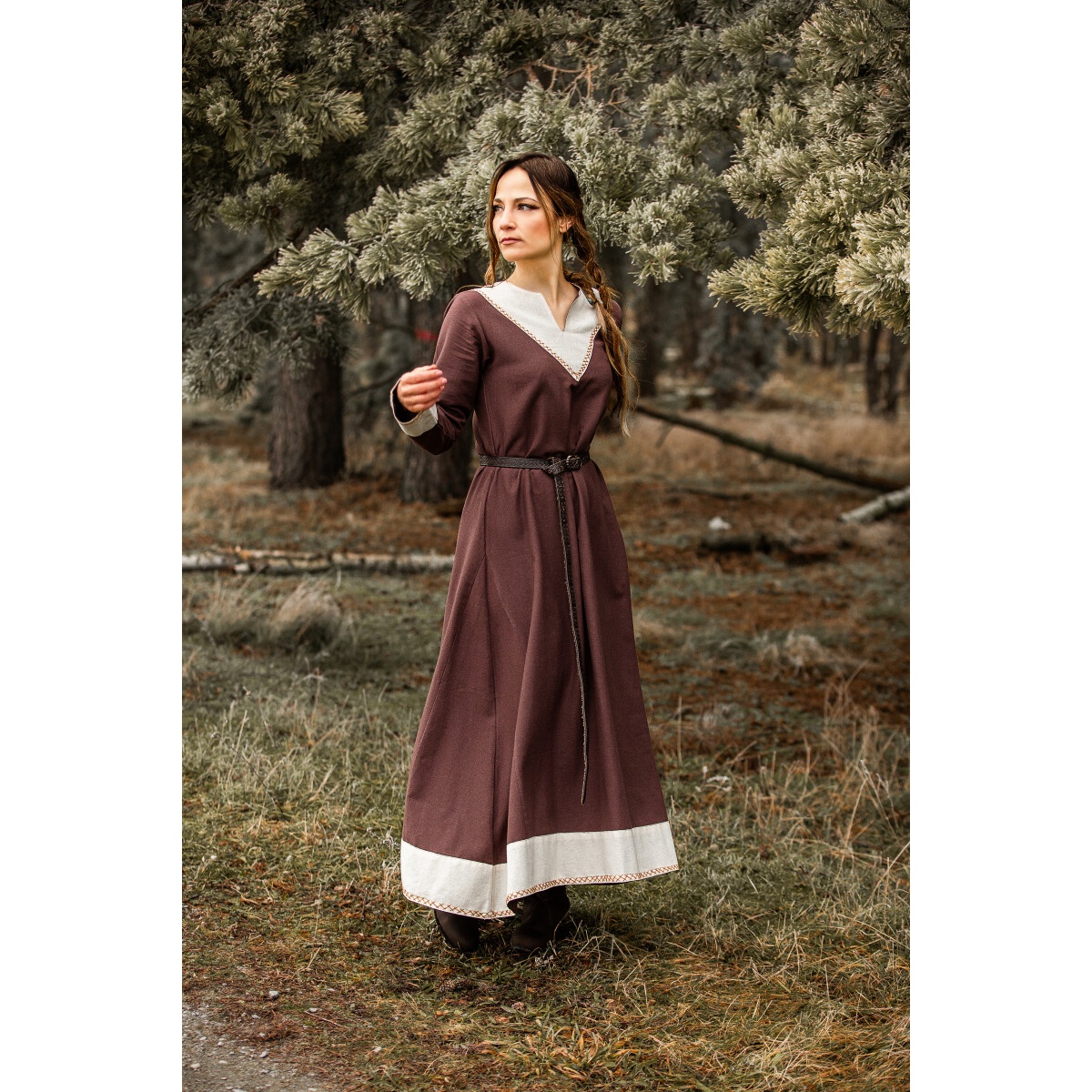 Medieval Dress Jorunn brown-beige