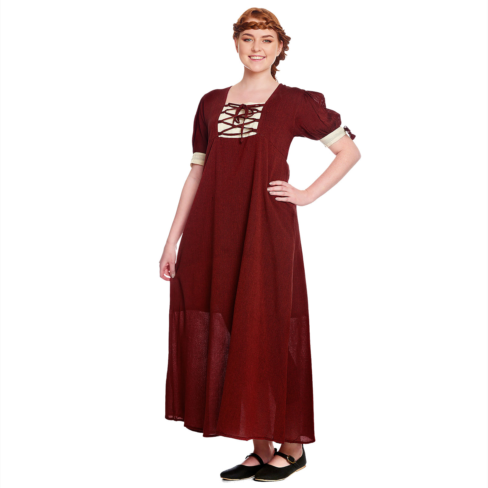Medieval Summer Dress Lysa Red-Beige