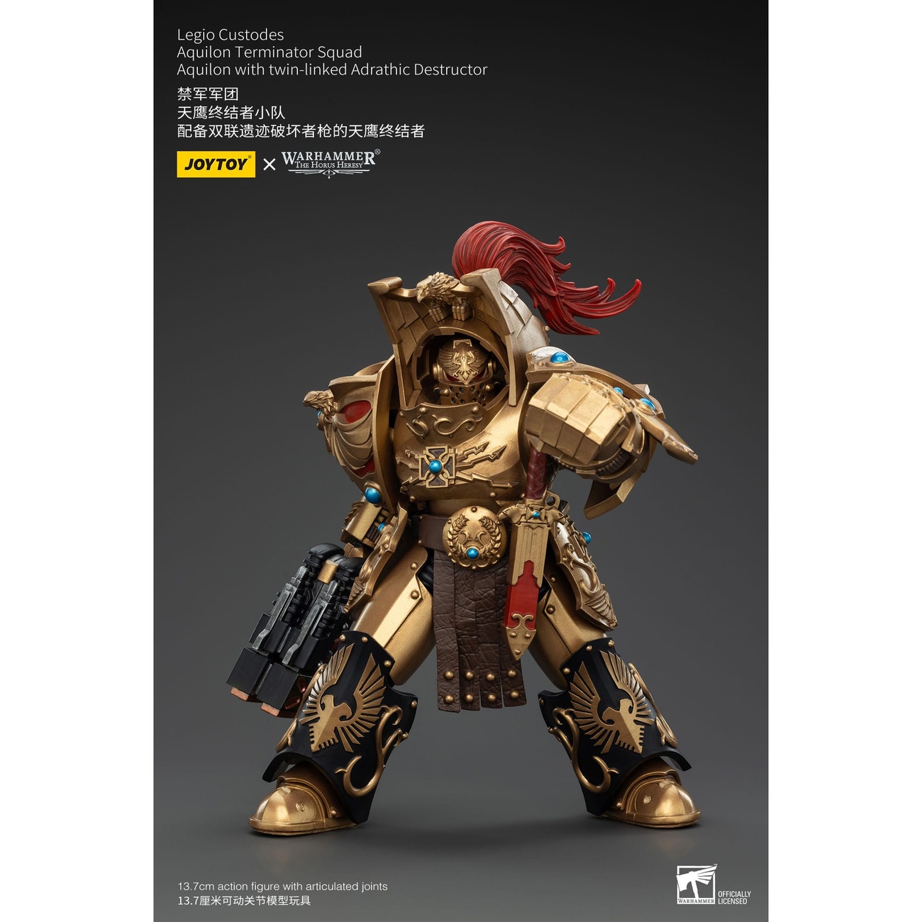 Warhammer The Horus Heresy Figurine articulée 1/18 Legio Custodes Aquilon Terminator Squad Aquilon avec Adrathic Destructor jumelé