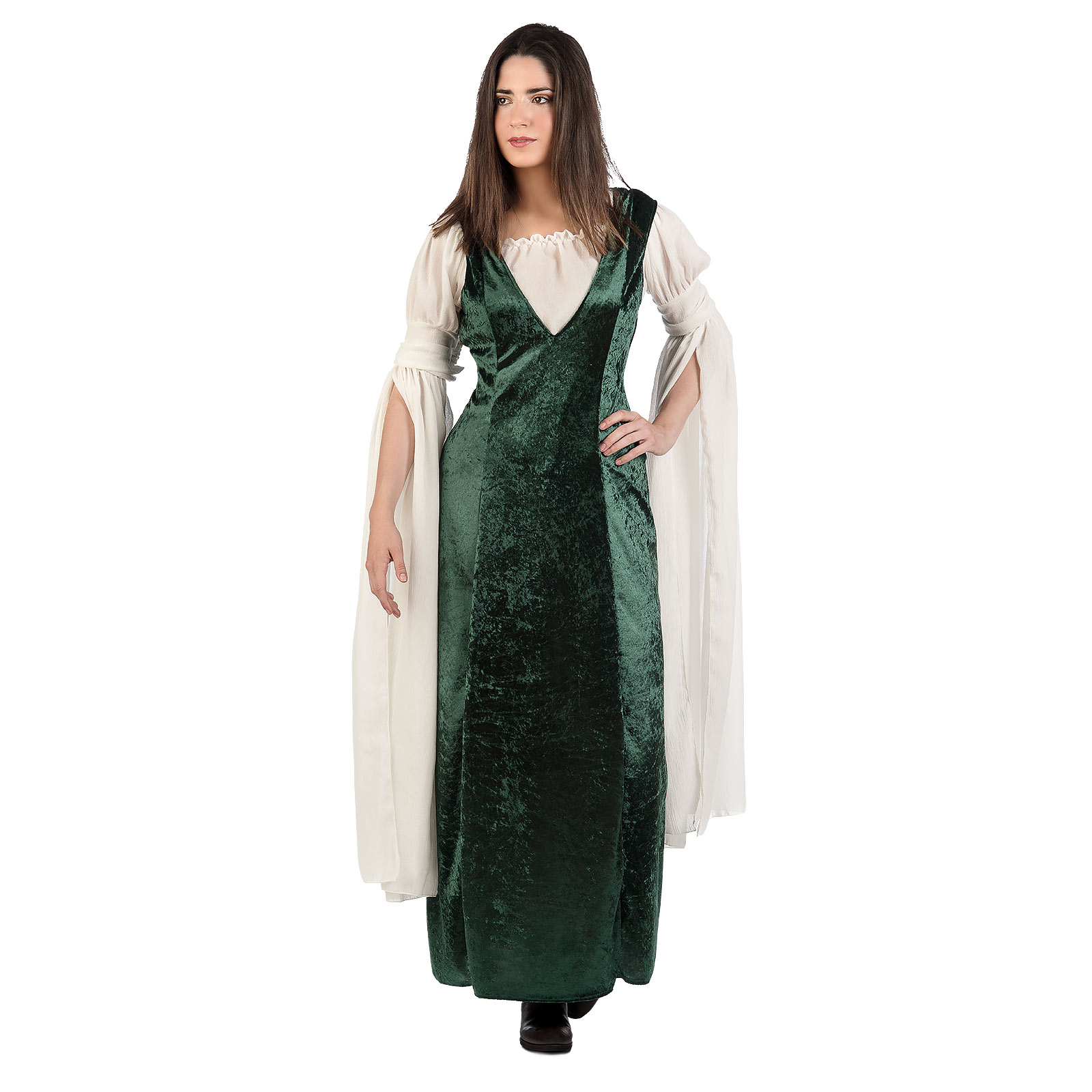 Costume médiéval en velours pour femme vert