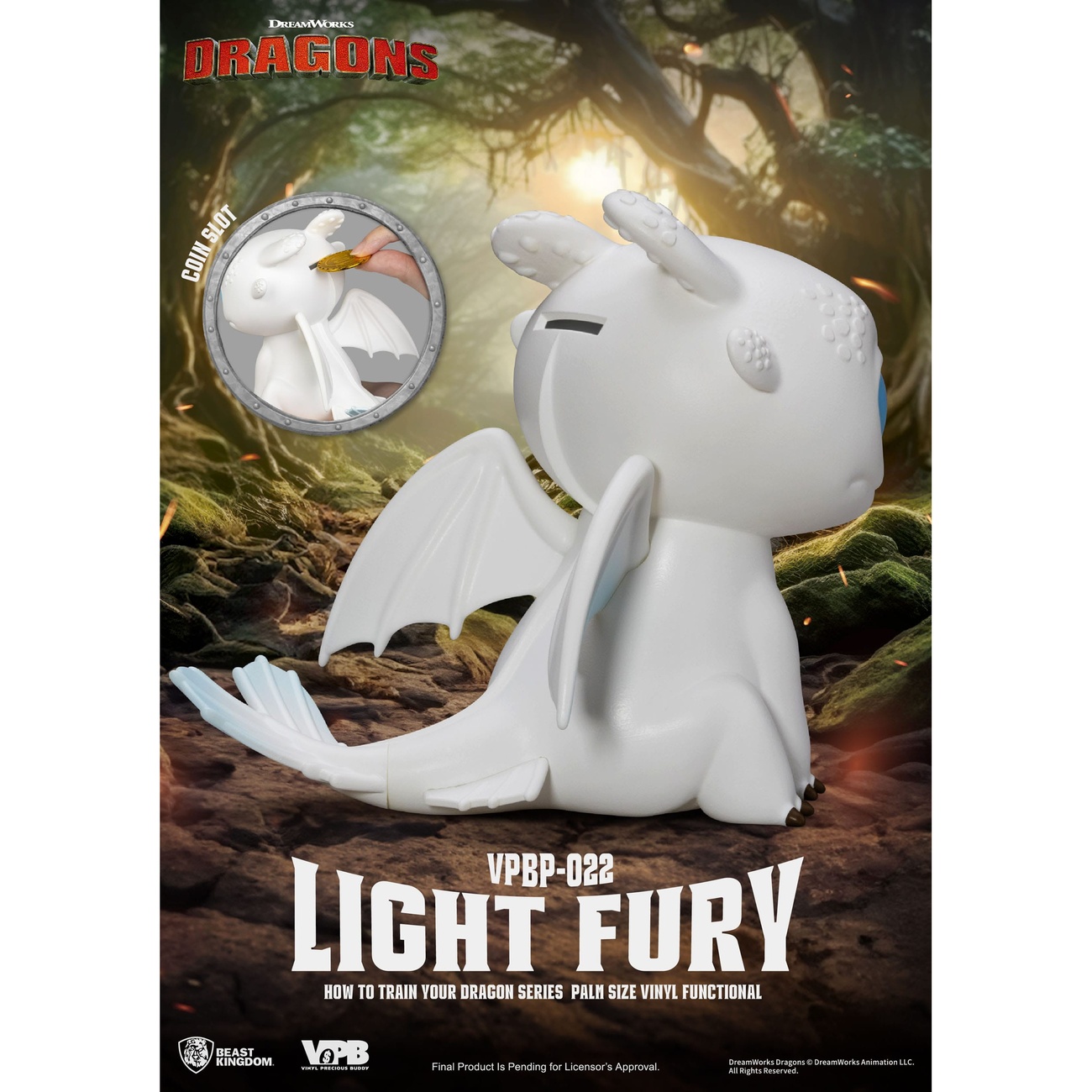 How to Train Your Dragon Piggy Vinyl Spaarpot Light Fury 12 cm