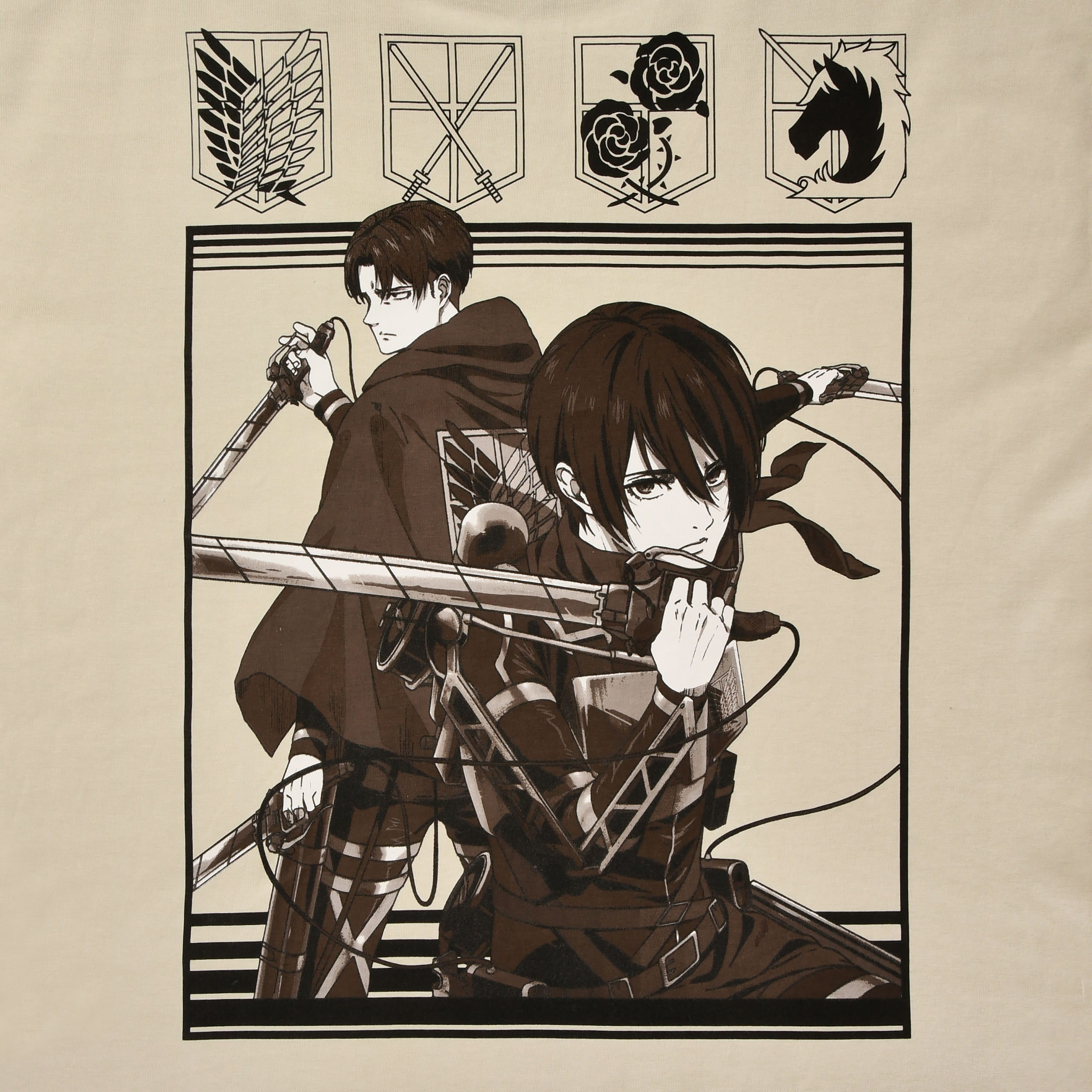 Attack on Titan - Camiseta oversize beige de grupo