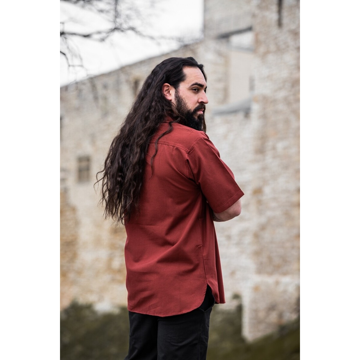 Camicia medievale Erik manica corta rossa