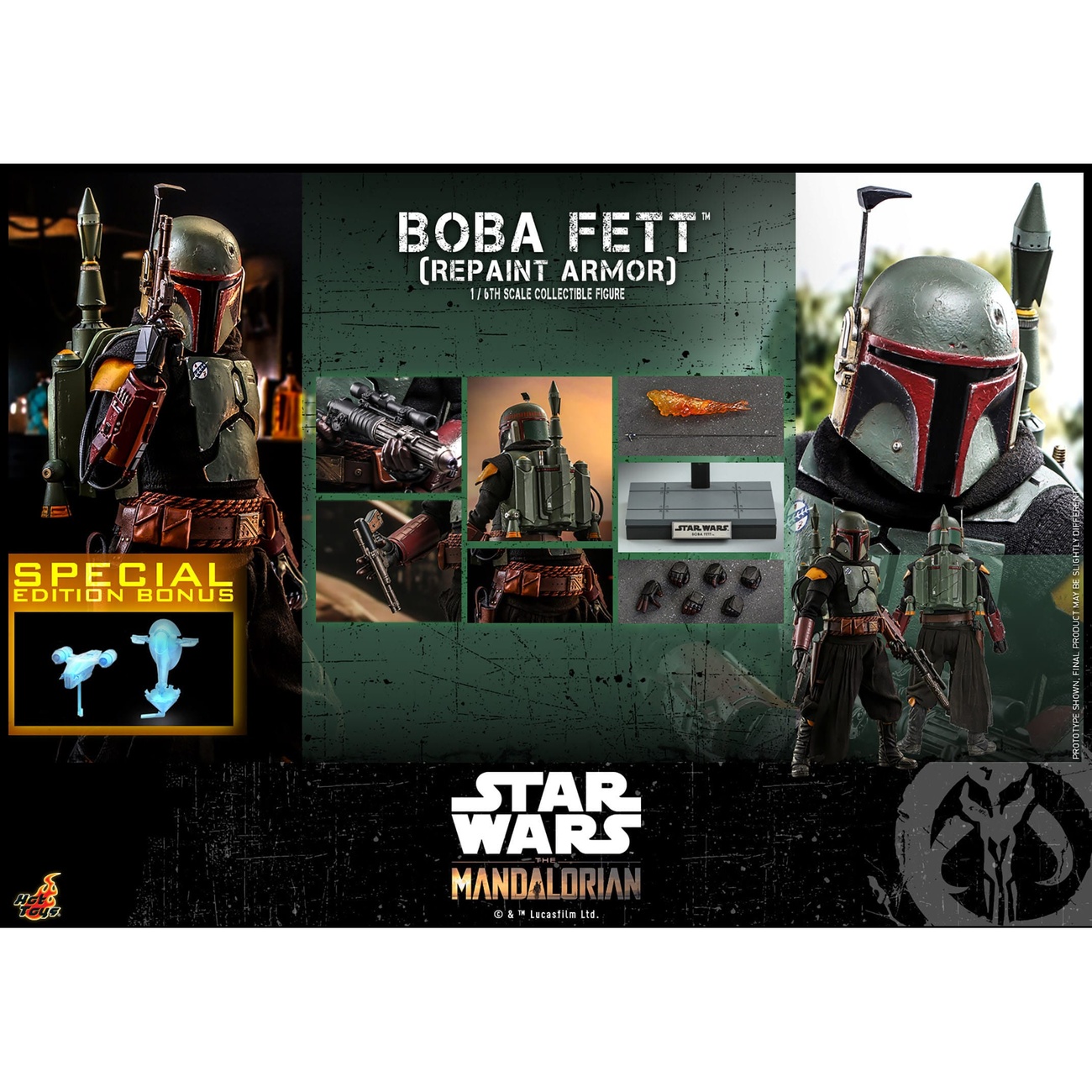Star Wars: The Mandalorian – Boba Fett Action Figure 1:6 Repaint Armor Special Edition